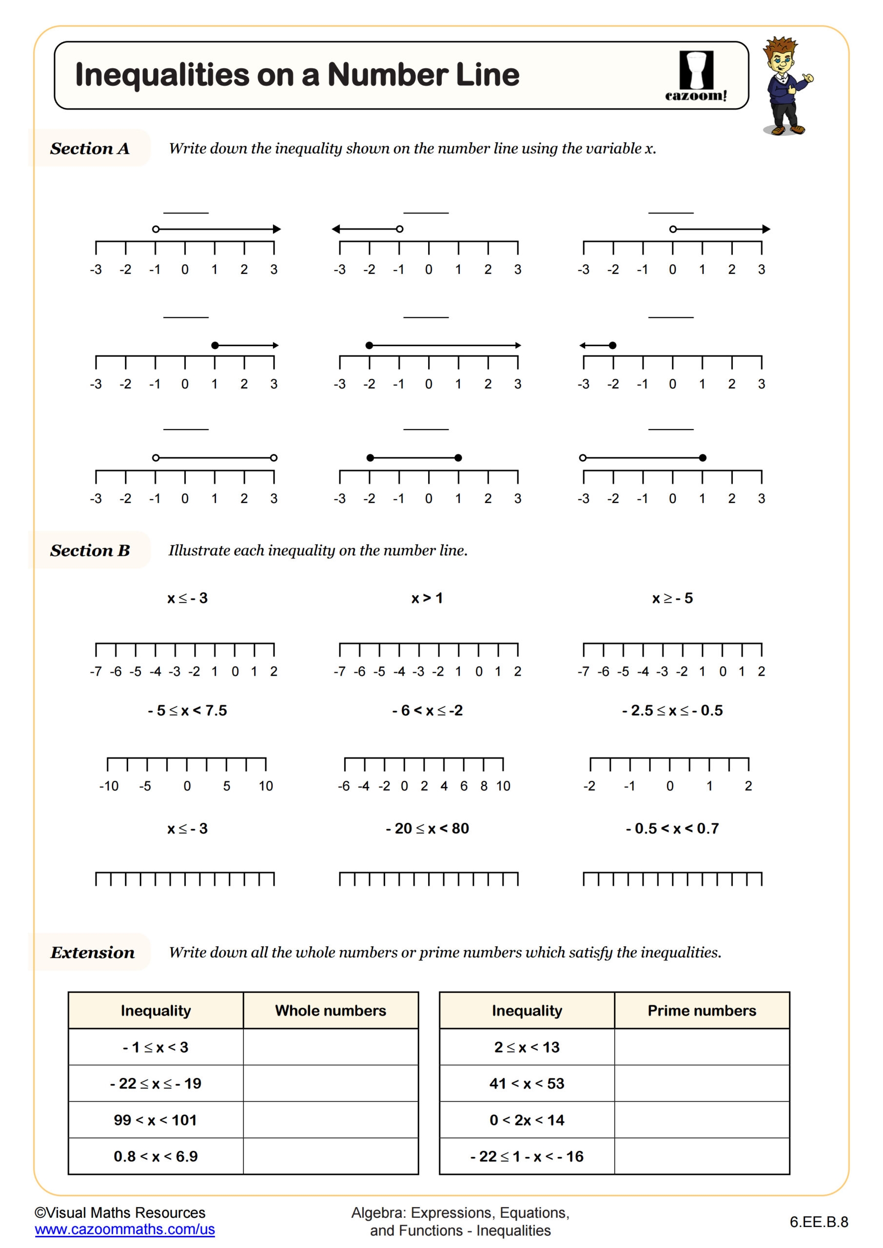 graphing inequalities on a number line worksheet graphing inequalities on a number line worksheet