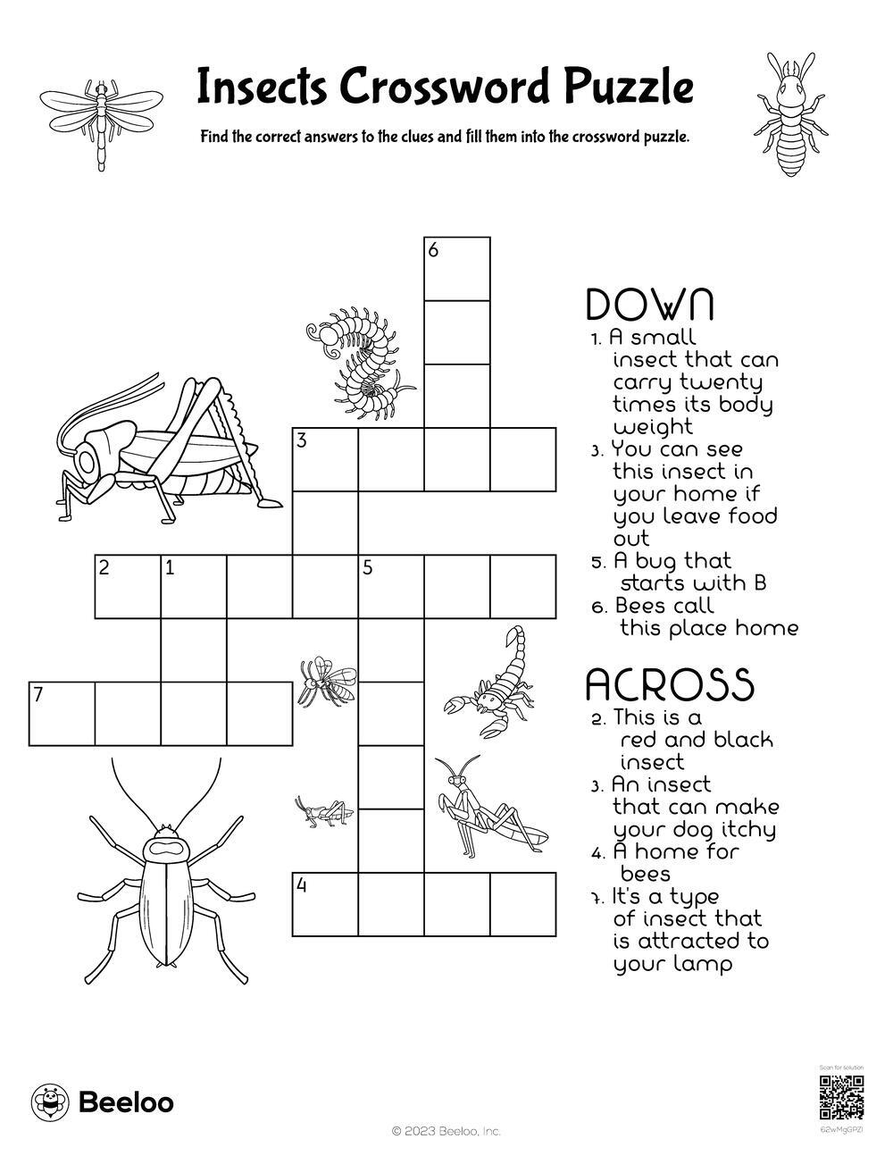Insects Crossword Puzzle Beeloo Printable Crafts And Activities For Kids Insects Crossword Puzzle Beeloo Printable Crafts And Activities For Kids