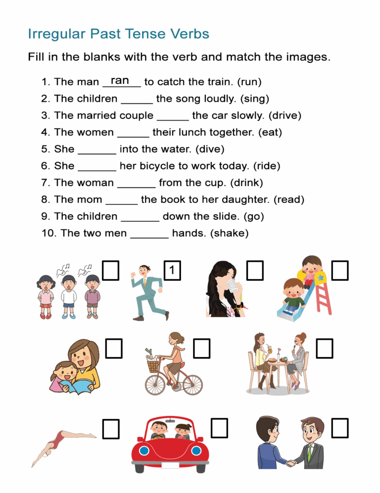 Irregular Past Tense Verbs Worksheet ALL ESL