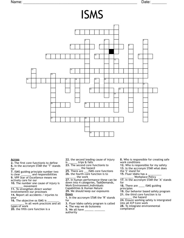 ISMS Crossword WordMint