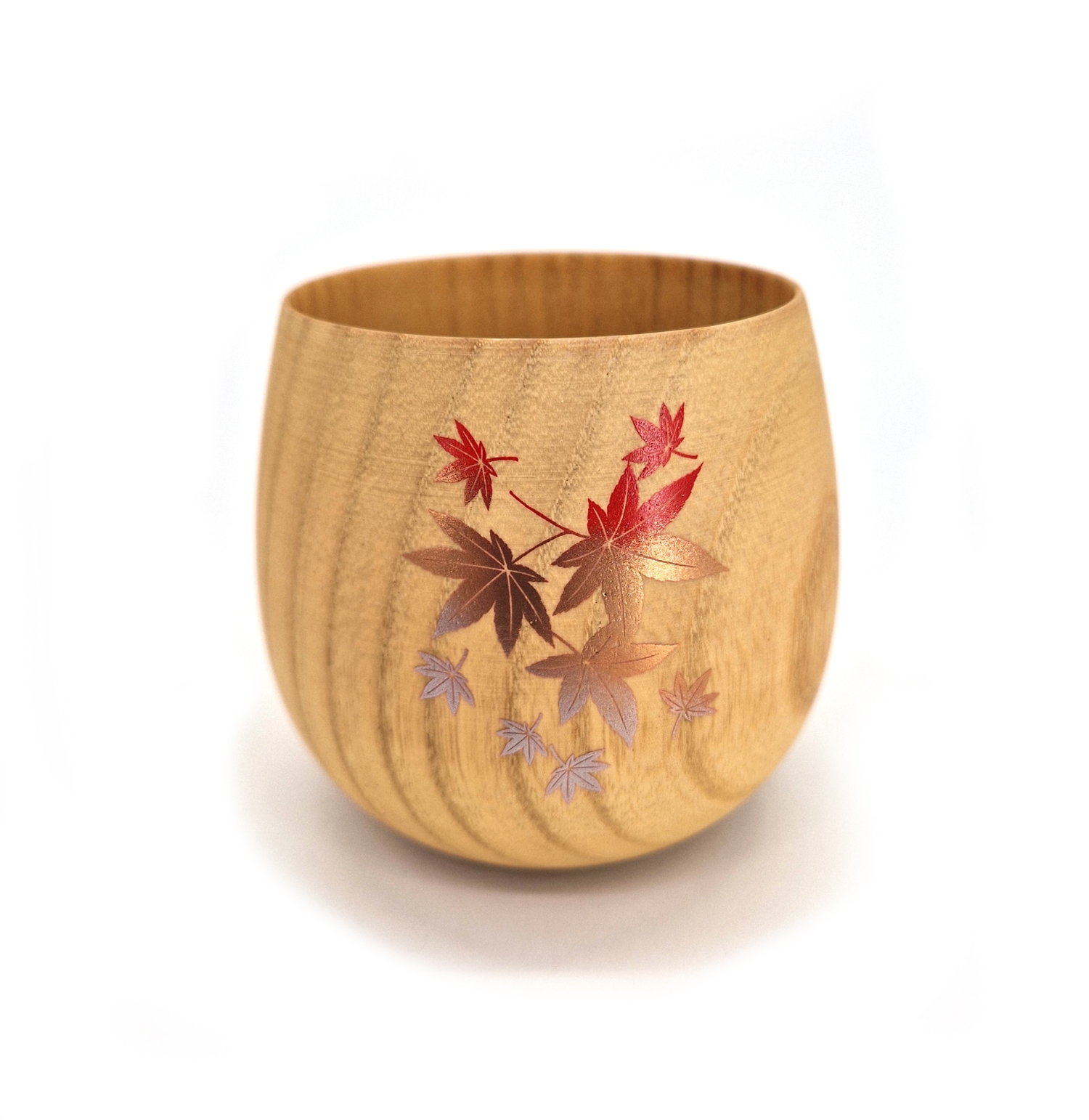 Japanese Natsume Wooden Tea Cup With Maple Leaf Pattern MOMIJI 1 Japanese Natsume Wooden Tea Cup With Maple Leaf Pattern MOMIJI 1