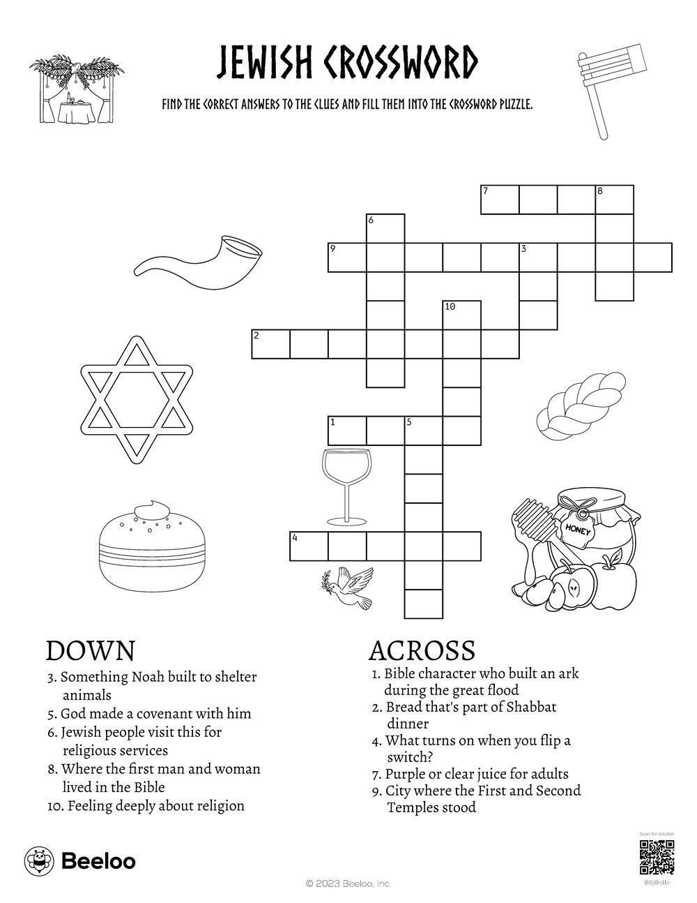 Jewish Crossword Beeloo Printable Crafts And Activities For Kids Jewish Crossword Beeloo Printable Crafts And Activities For Kids