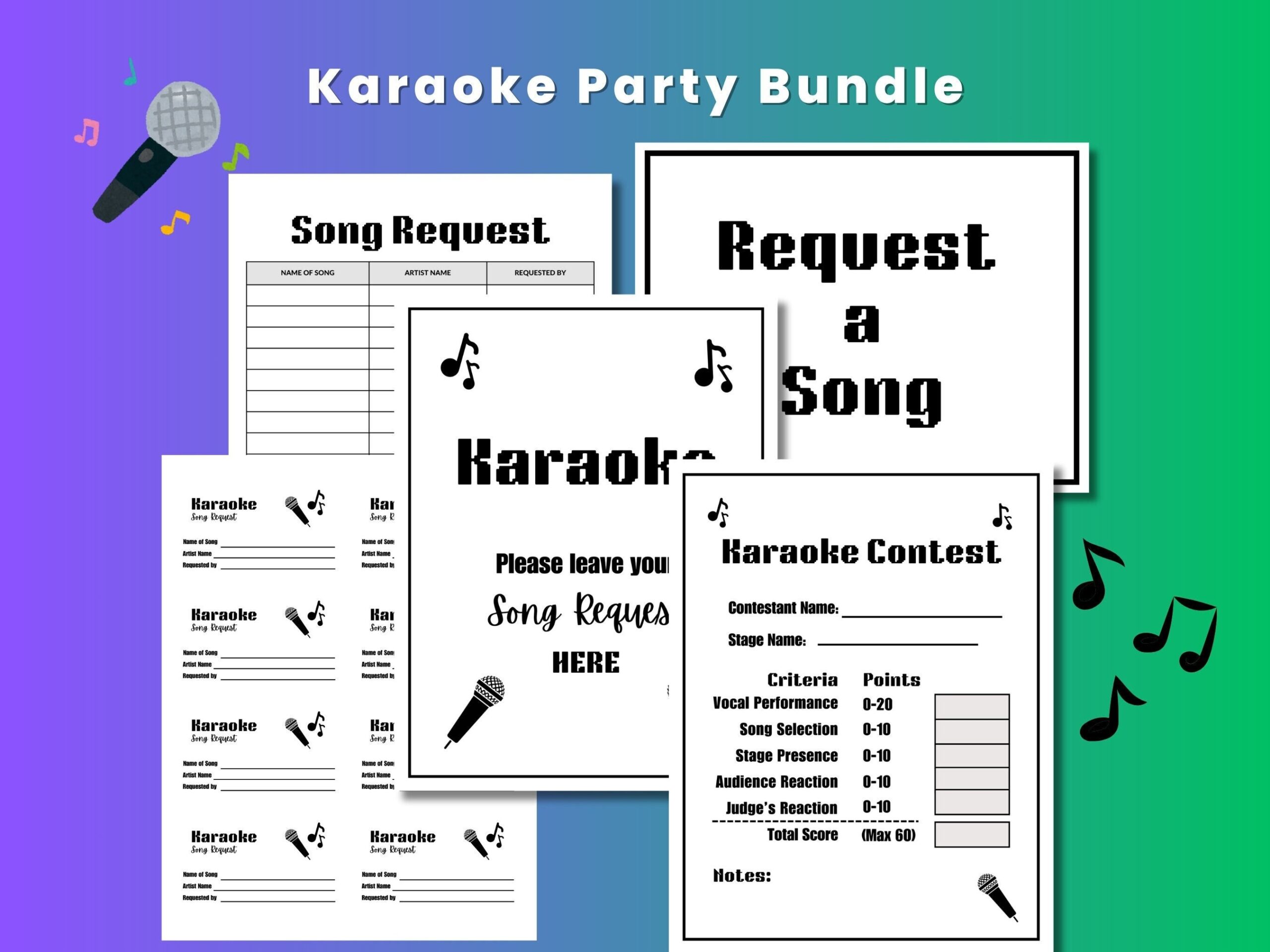 free printable karaoke list templates free printable karaoke list templates