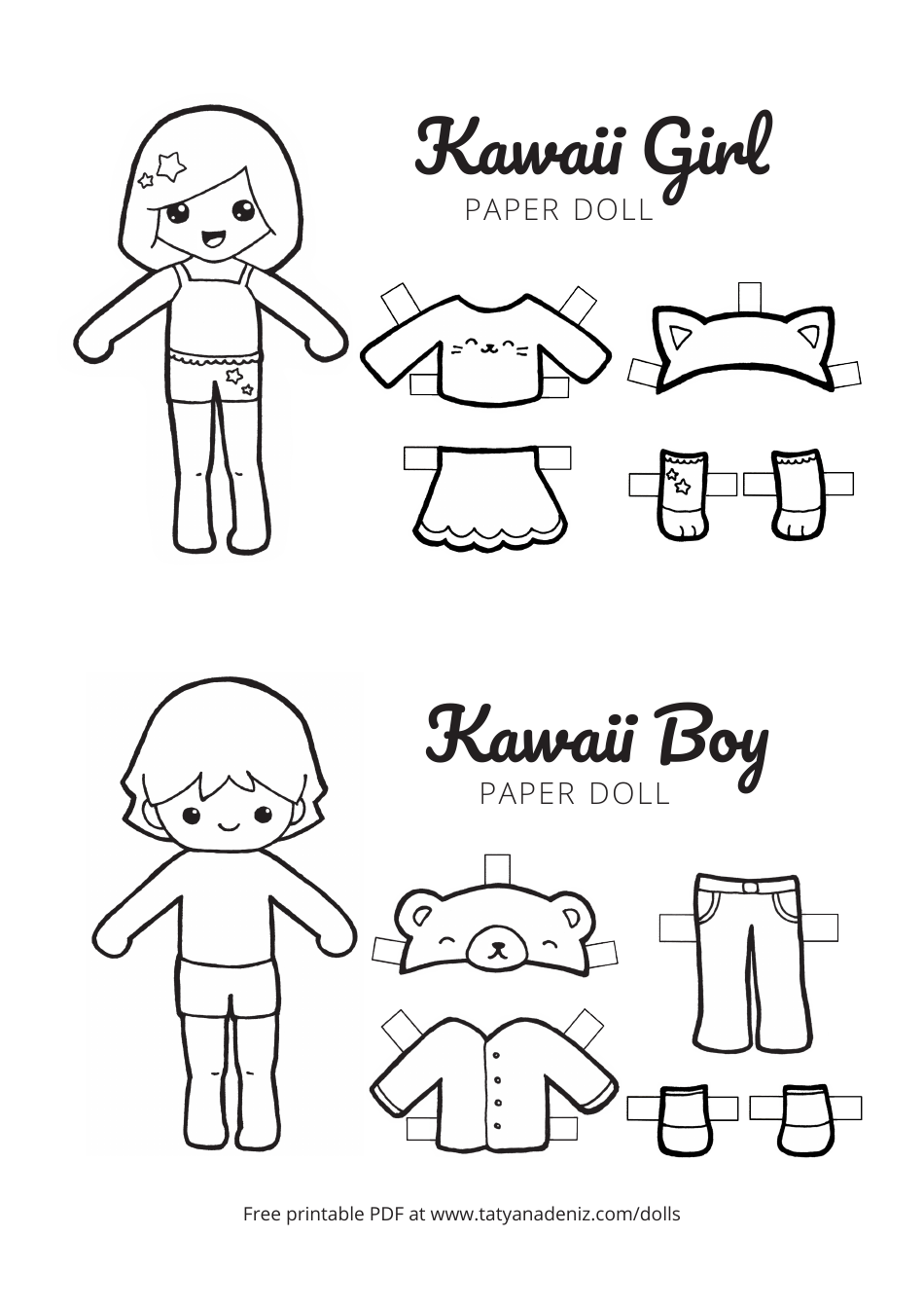 Kawaii Boy And Girl Paper Doll Templates Download Printable PDF Templateroller Kawaii Boy And Girl Paper Doll Templates Download Printable PDF Templateroller