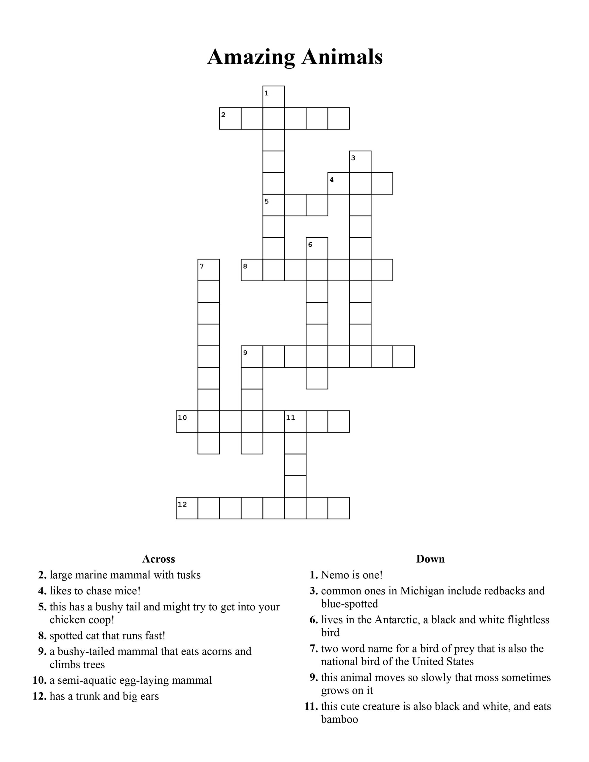 Kids Crossword 1 Ann Arbor District Library Kids Crossword 1 Ann Arbor District Library