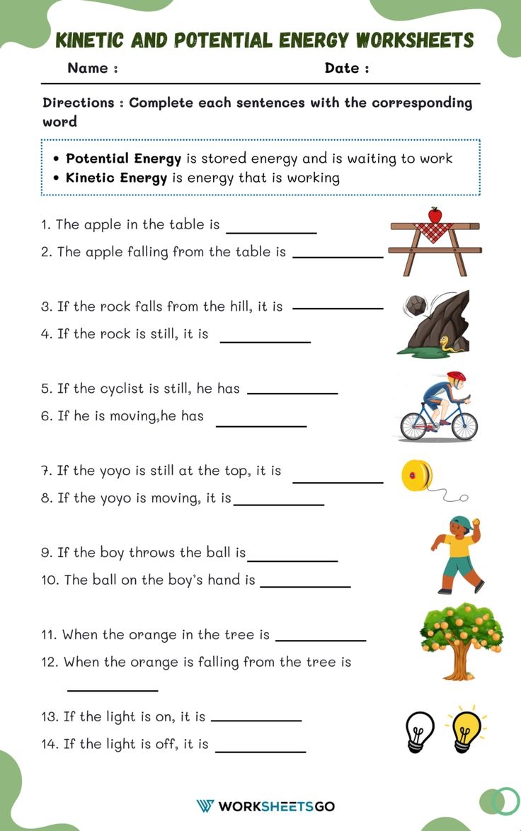 Kinetic And Potential Energy Worksheets Kinetic And Potential Energy Worksheets