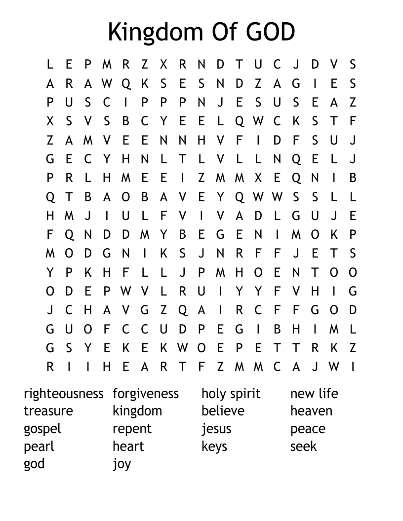 Kingdom Of GOD Word Search WordMint Kingdom Of GOD Word Search WordMint