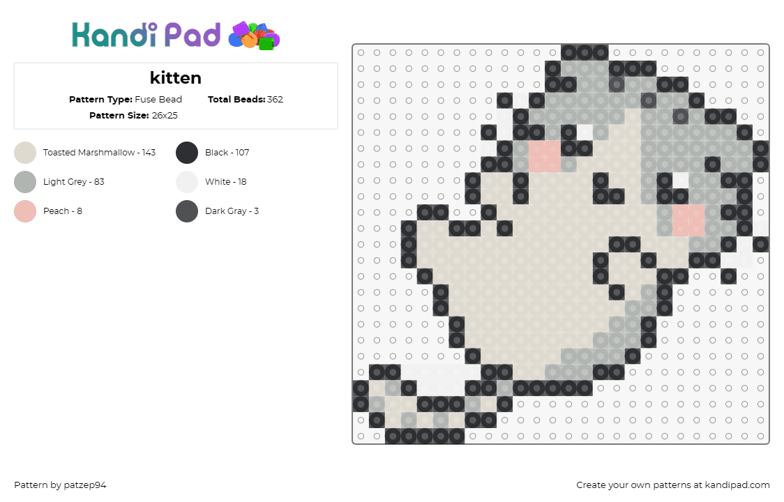 Kitten Kandi Pad Kandi Patterns Fuse Bead Patterns Pony Bead Patterns