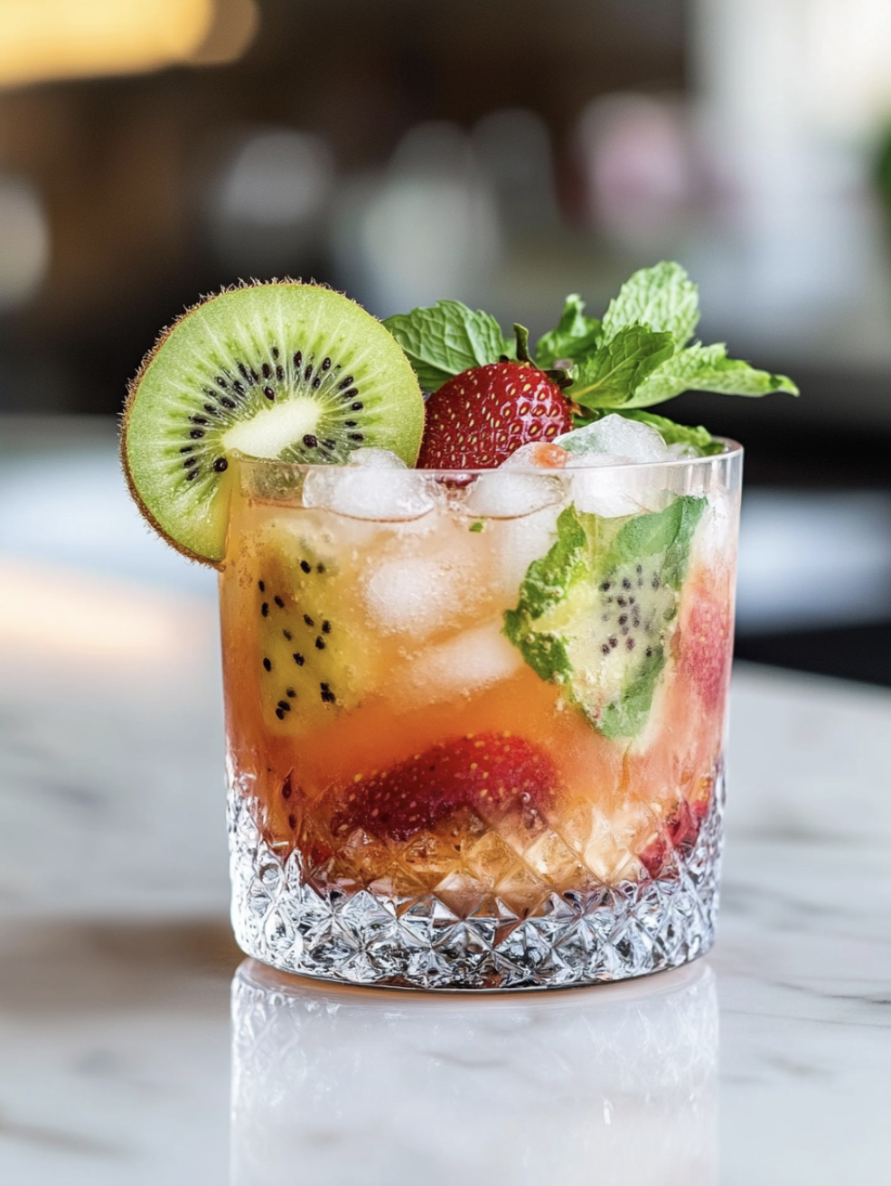 Kiwi Strawberry Smash Mocktail