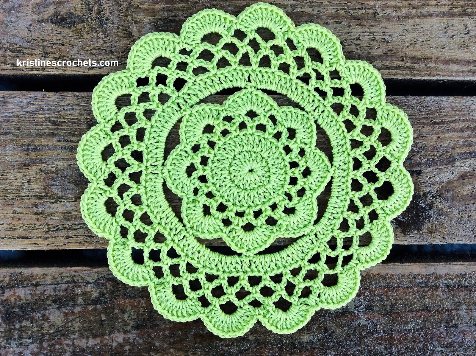 KristinesCrochets Easy Rustic Flower Doily Free Crochet Pattern