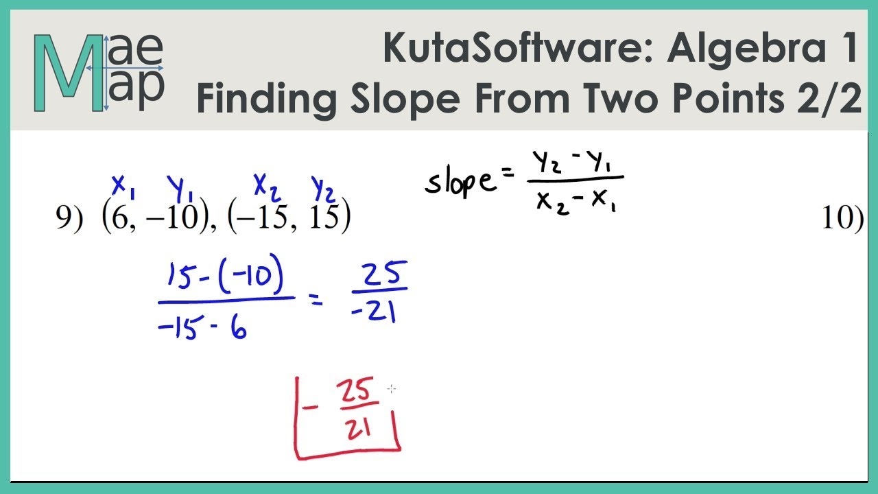 KutaSoftware Algebra 1 Finding Slope From Two Points Part 2 YouTube KutaSoftware Algebra 1 Finding Slope From Two Points Part 2 YouTube