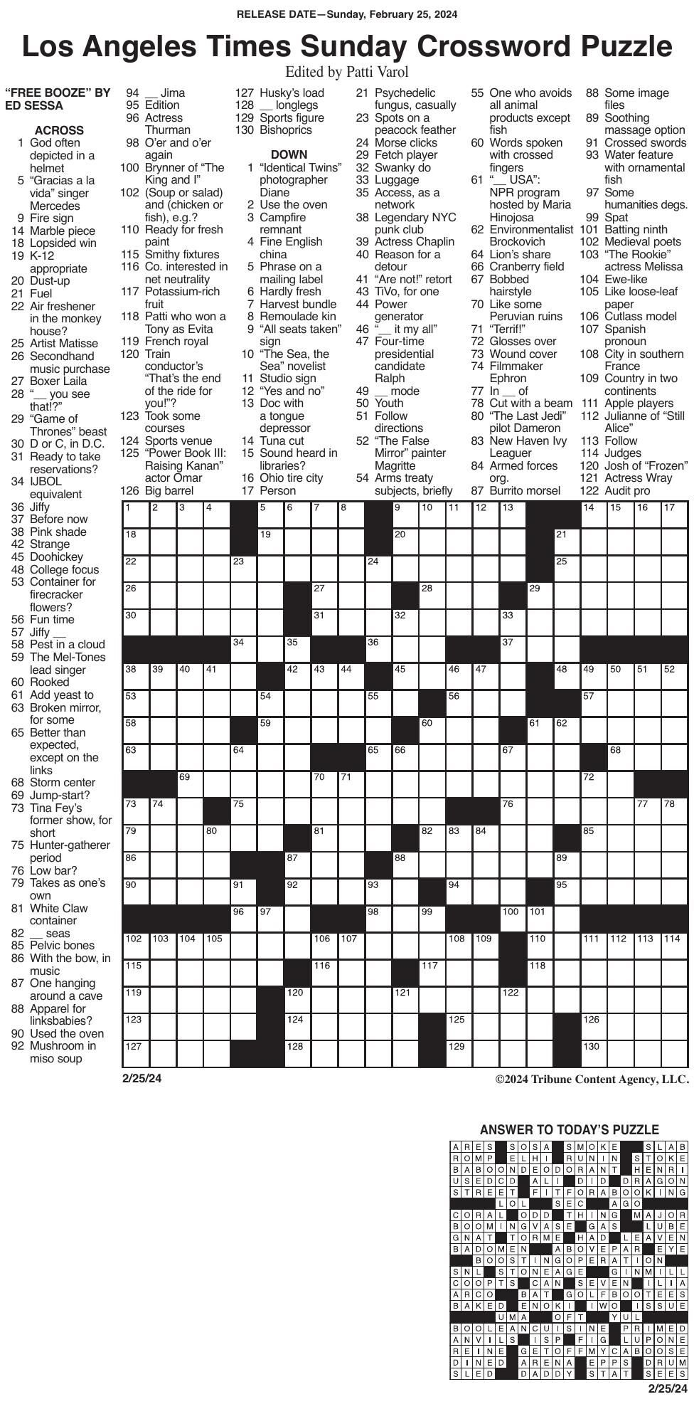 LA Times Crossword 02 25 pdf Messenger inquirer LA Times Crossword 02 25 pdf Messenger inquirer
