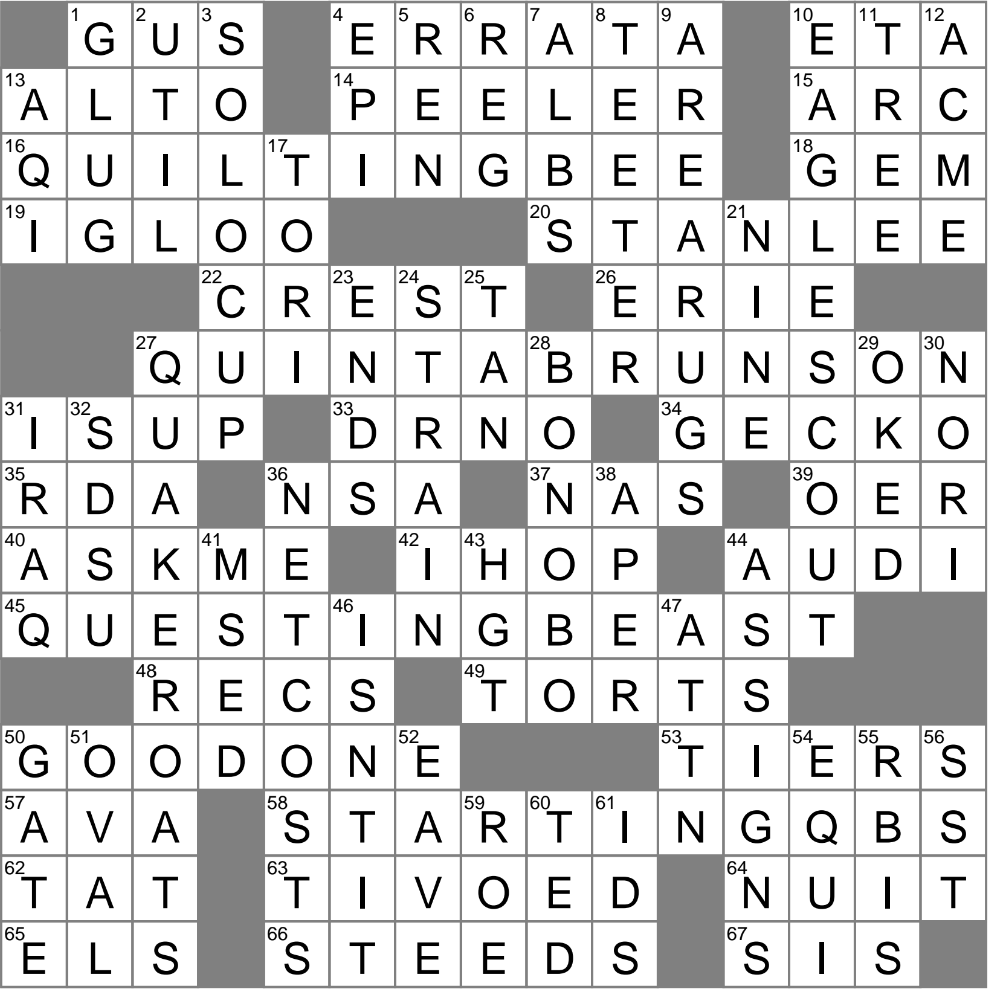 LA Times Crossword 22 Oct 24 Tuesday LAXCrossword