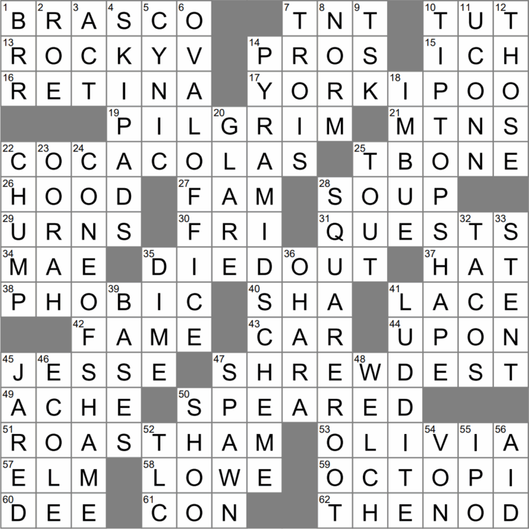 LA Times Crossword 26 Jun 23 Monday LAXCrossword