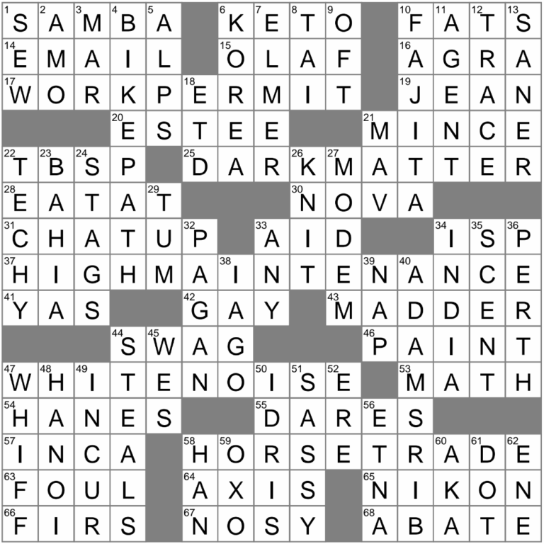 LA Times Crossword 27 Jan 25 Monday LAXCrossword