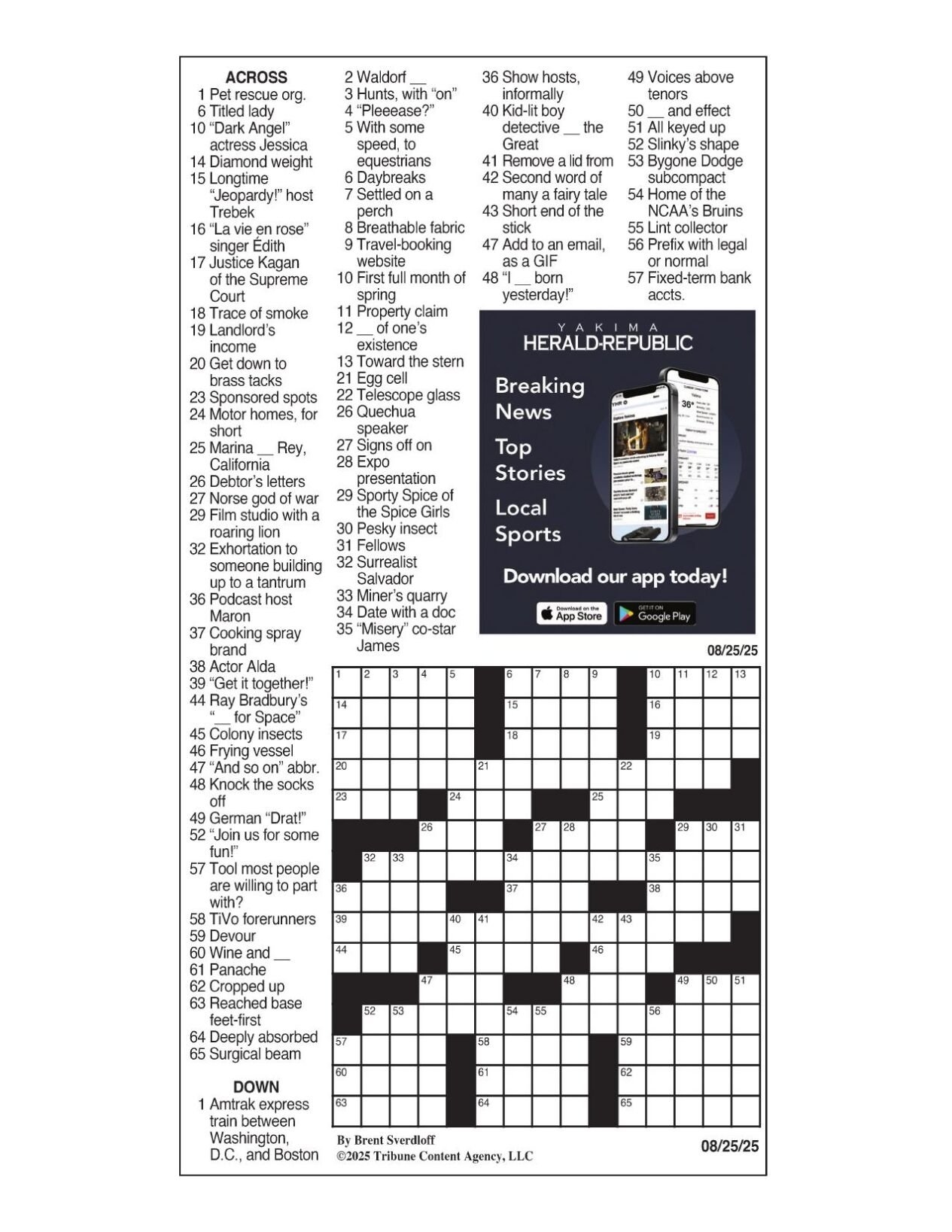 LA Times Crossword Aug 25 2025 Crosswords Yakimaherald LA Times Crossword Aug 25 2025 Crosswords Yakimaherald