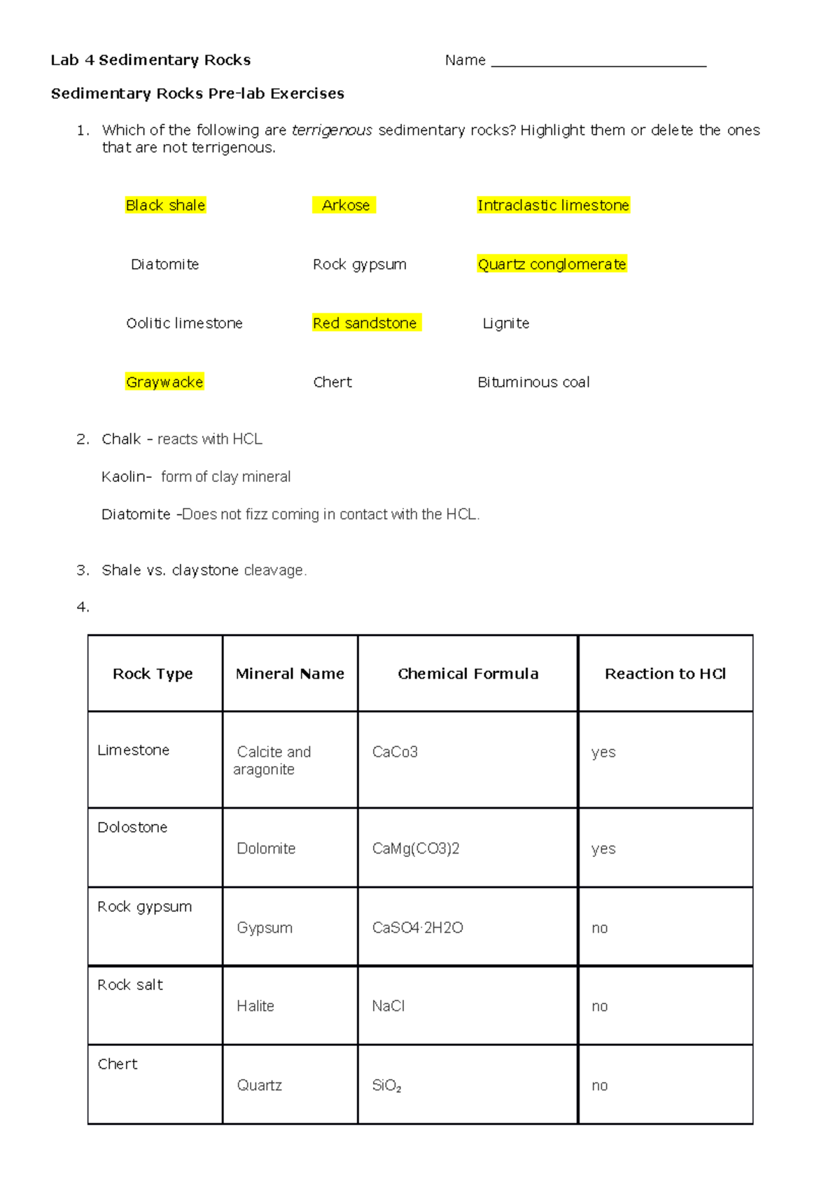 Lab 4 Sedimentary Rocks Answer Sheet 2022 Sedimentary Rocks Pre lab Exercises Which Of The Studocu Lab 4 Sedimentary Rocks Answer Sheet 2022 Sedimentary Rocks Pre lab Exercises Which Of The Studocu
