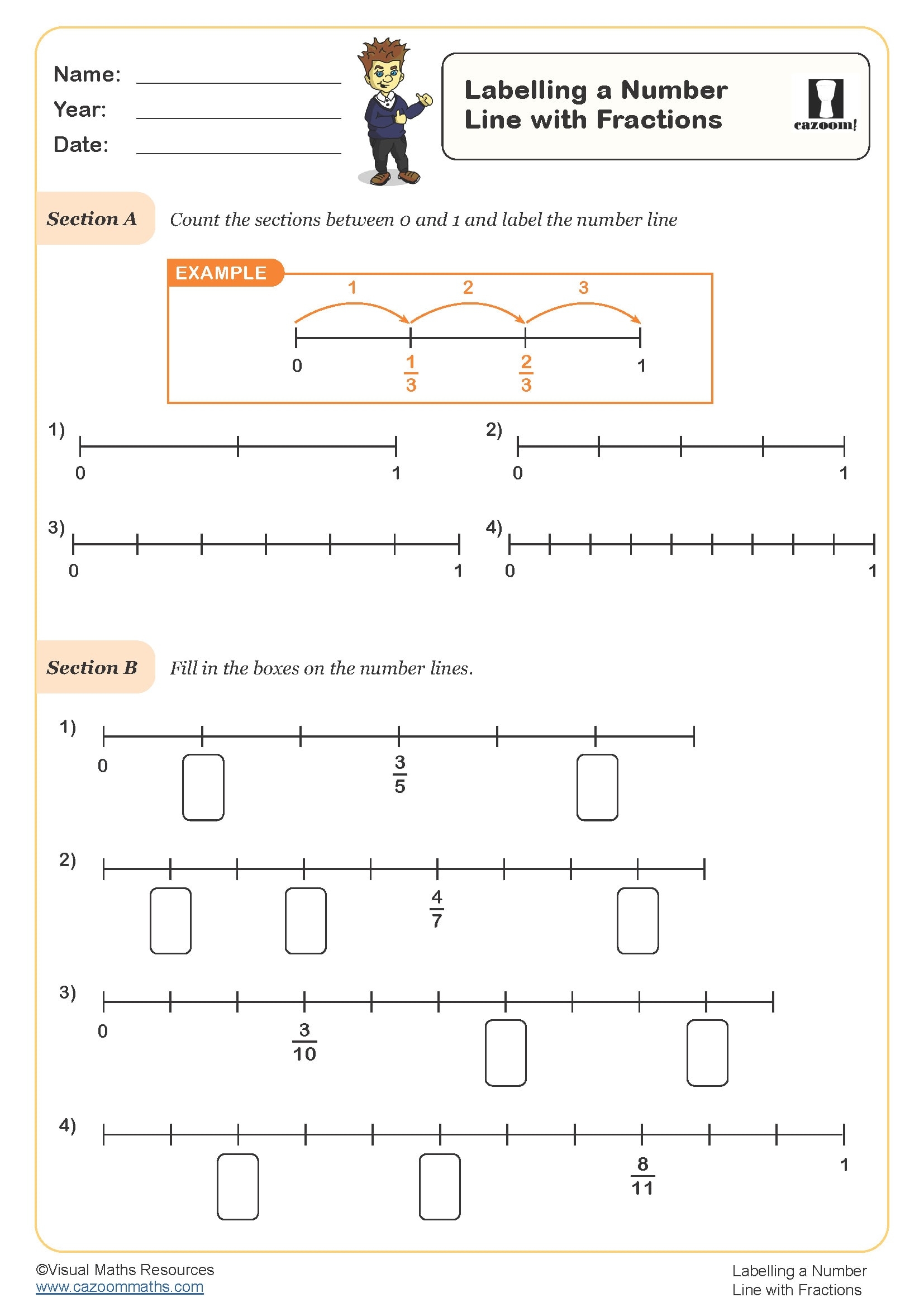 Labelling A Number Line With Fractions Worksheet PDF Printable Number Worksheets Labelling A Number Line With Fractions Worksheet PDF Printable Number Worksheets