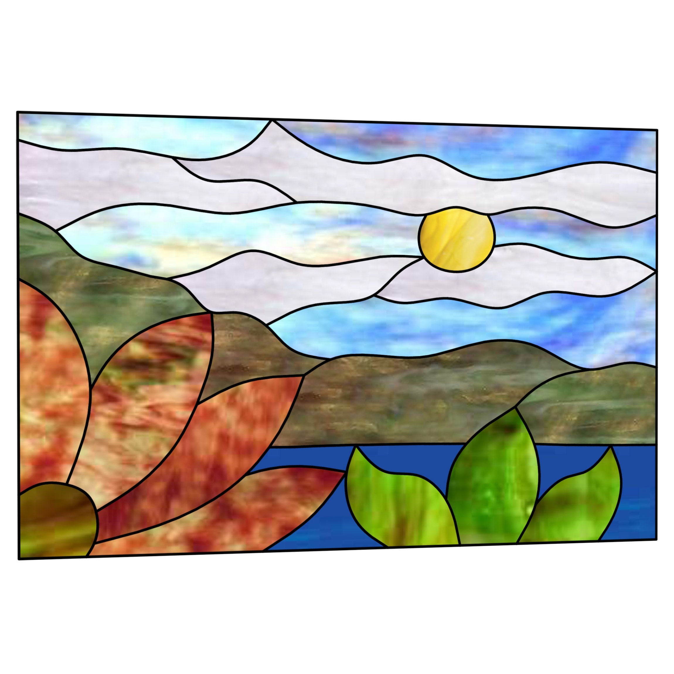 Landscape Stained Glass Pattern Etsy Landscape Stained Glass Pattern Etsy