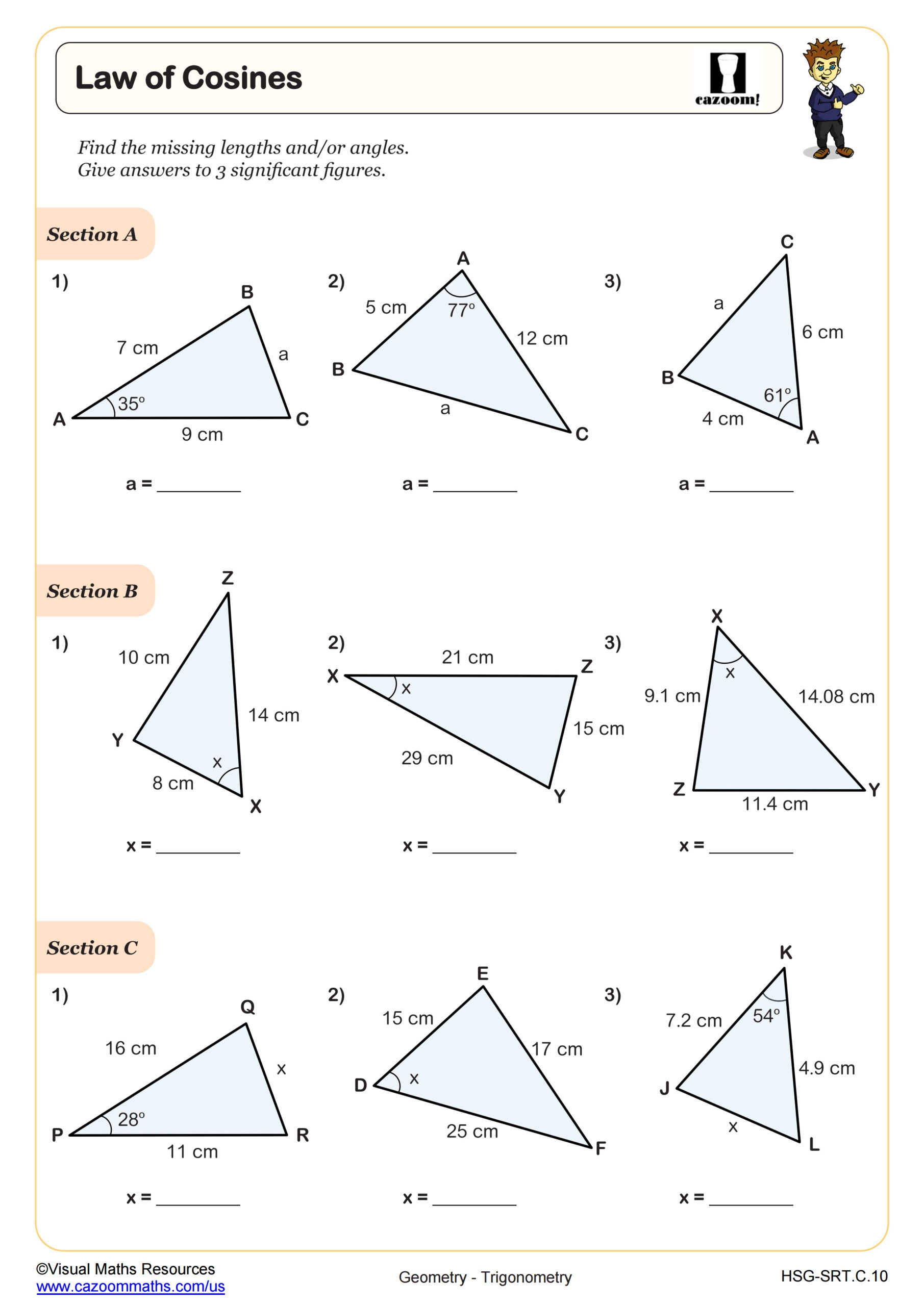 Law Of Cosines Worksheet Algebra II PDF Worksheets Cazoom Math Law Of Cosines Worksheet Algebra II PDF Worksheets Cazoom Math
