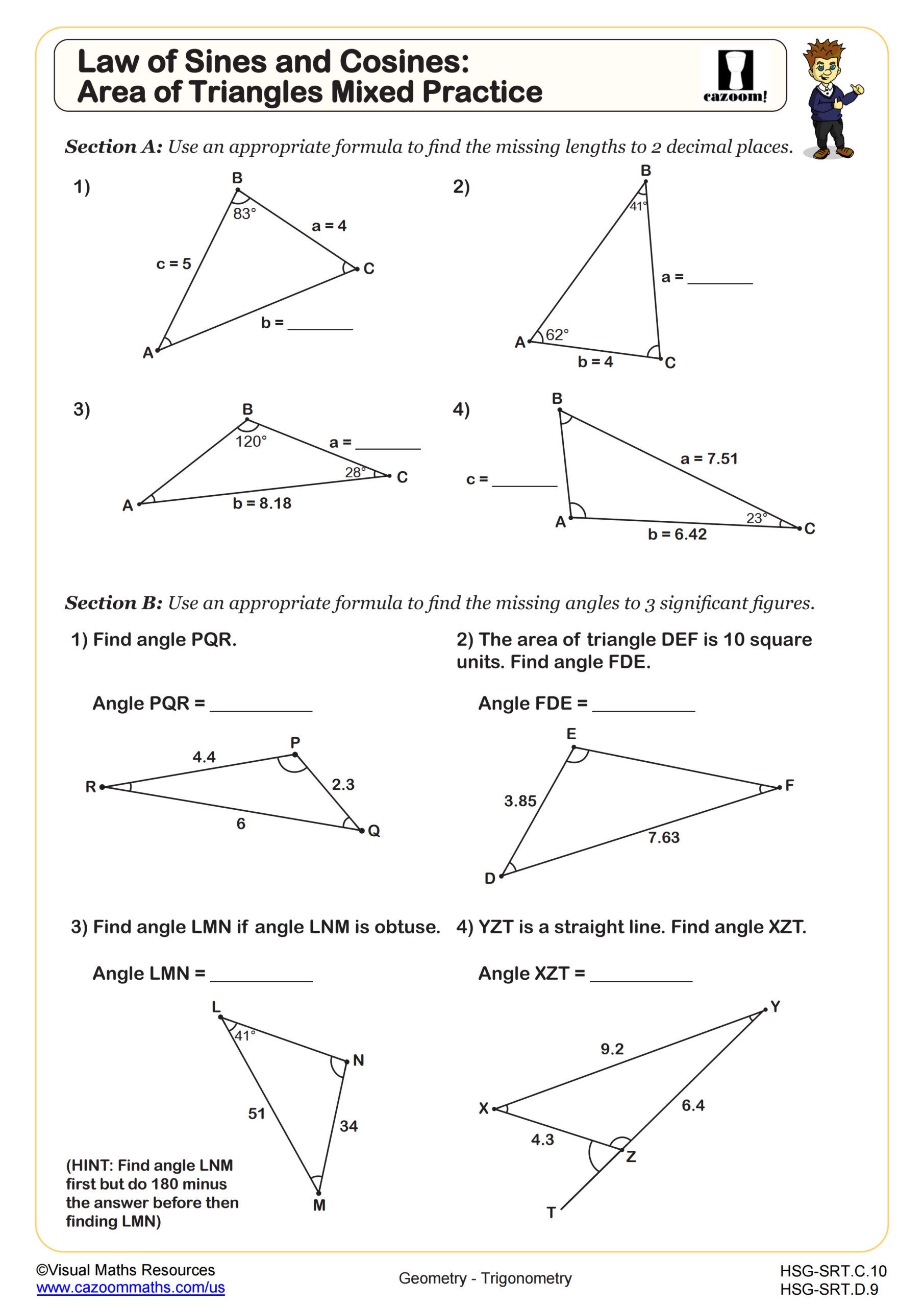 Law Of Sines And Cosines Area Of Triangles Mixed Practice Worksheet Fun And Engaging Algebra II PDF Worksheets Cazoom Math Law Of Sines And Cosines Area Of Triangles Mixed Practice Worksheet Fun And Engaging Algebra II PDF Worksheets Cazoom Math
