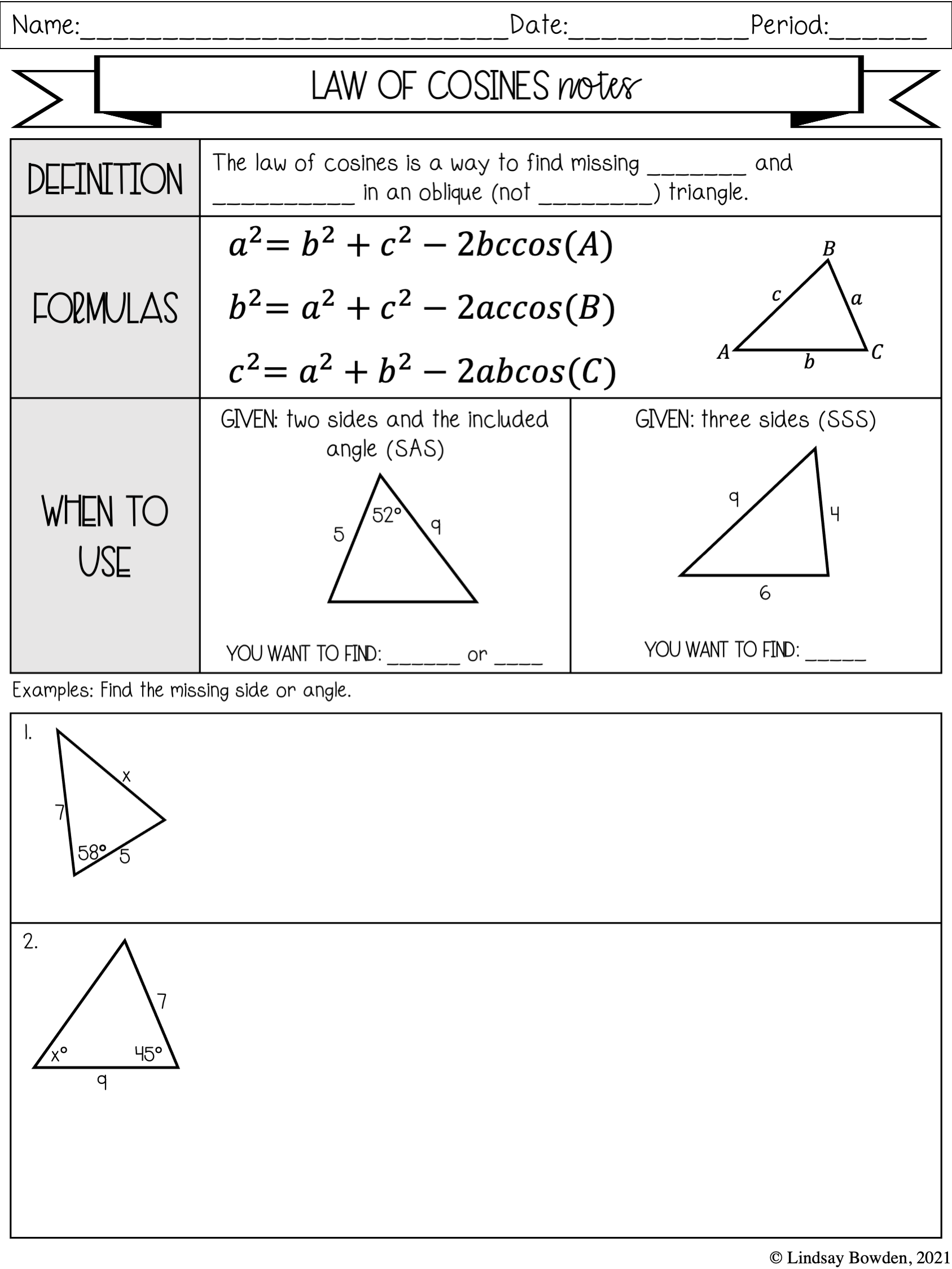 Law Of Sines And Cosines Notes And Worksheets Lindsay Bowden Worksheets Library Law Of Sines And Cosines Notes And Worksheets Lindsay Bowden Worksheets Library