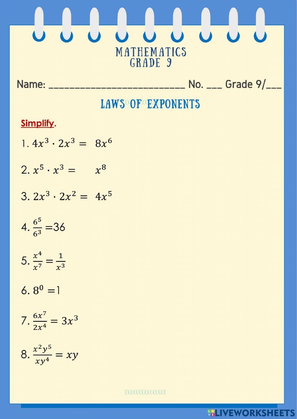 Laws Of Exponents Spidey Mojo Live Worksheets Worksheets Library Laws Of Exponents Spidey Mojo Live Worksheets Worksheets Library