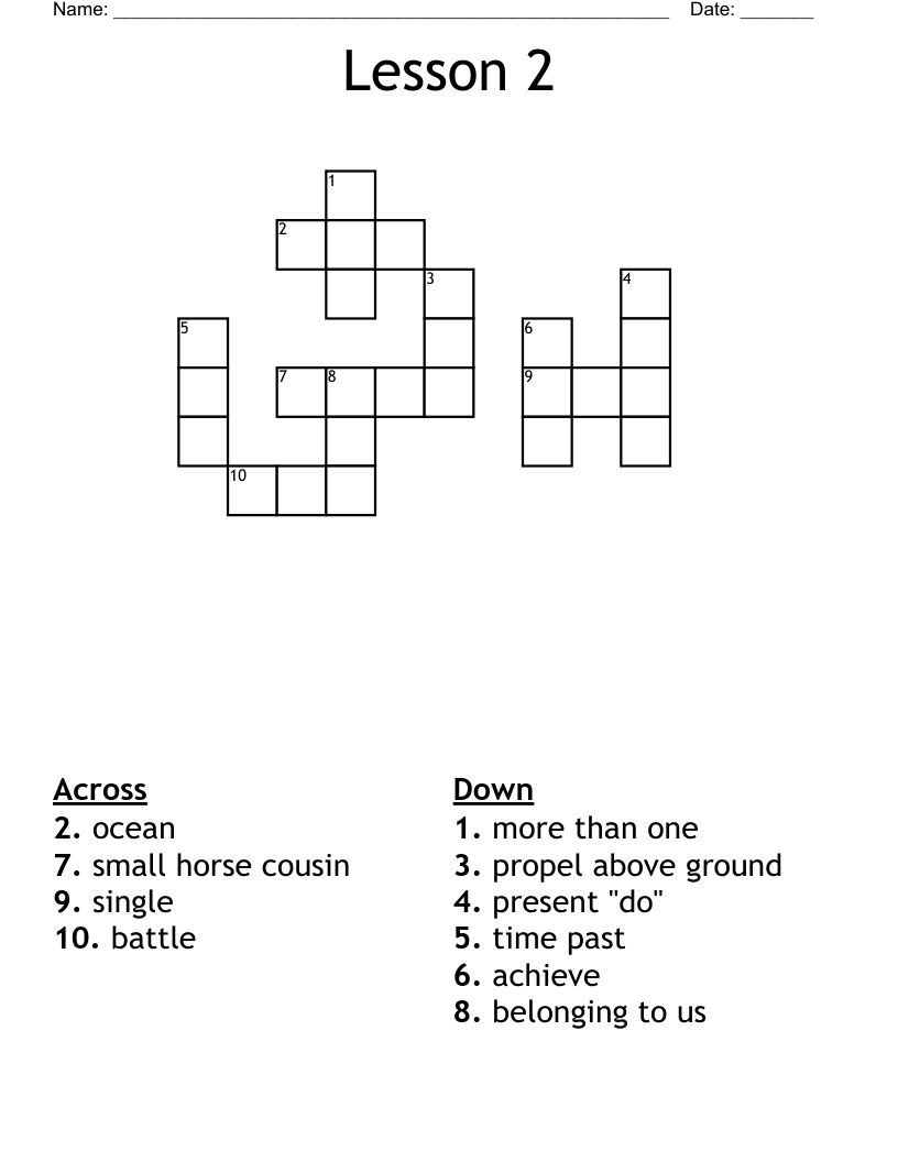 Lesson 2 Crossword WordMint Lesson 2 Crossword WordMint