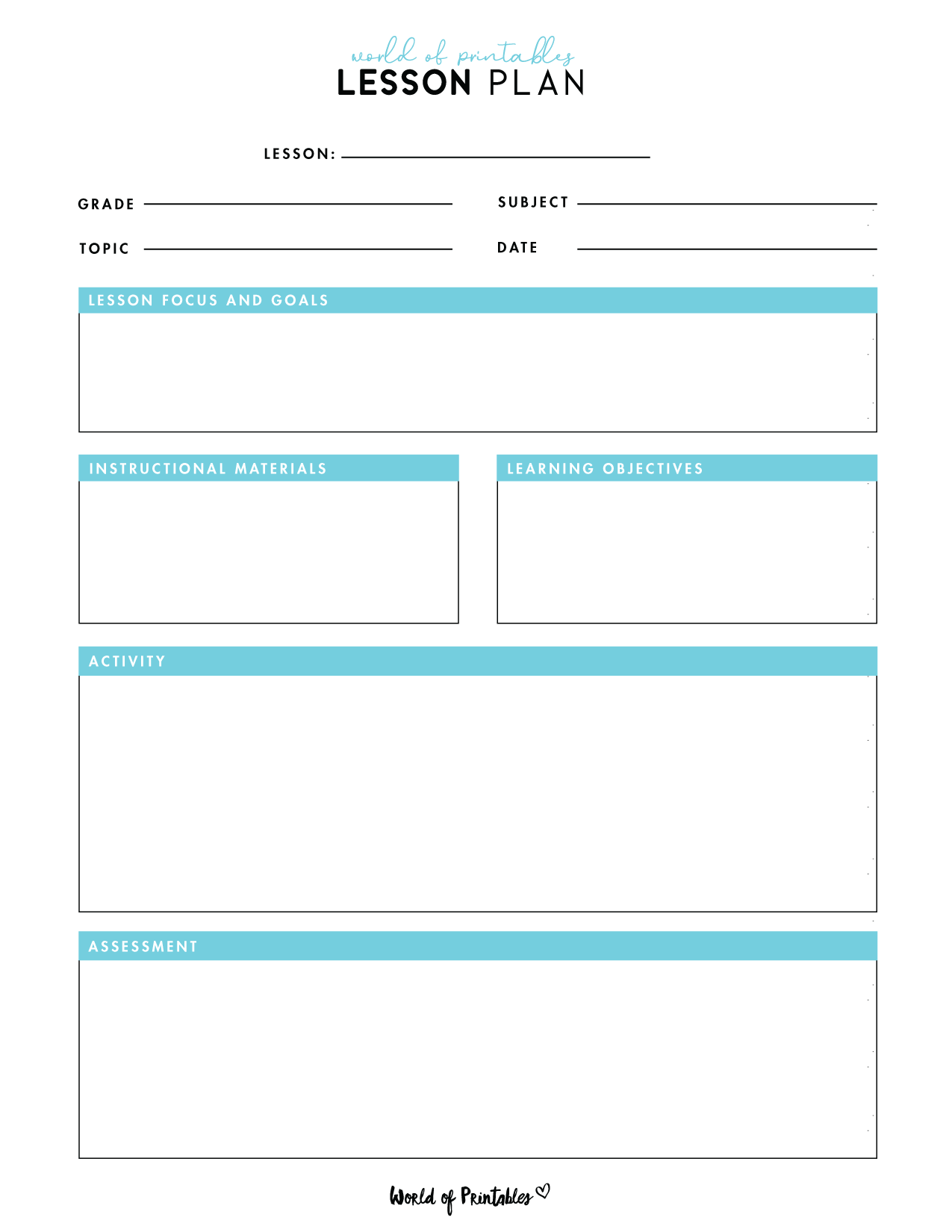 Lesson Plan Templates World Of Printables Lesson Plan Templates World Of Printables
