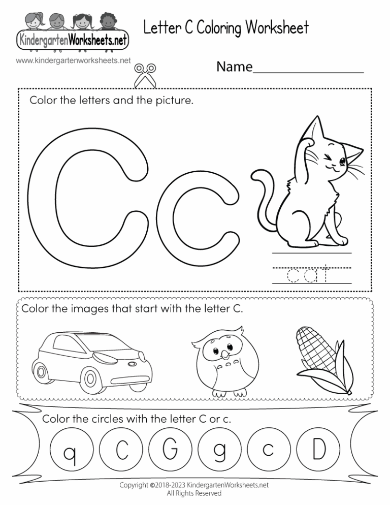 Letter C Coloring Worksheet Free Printable Digital PDF