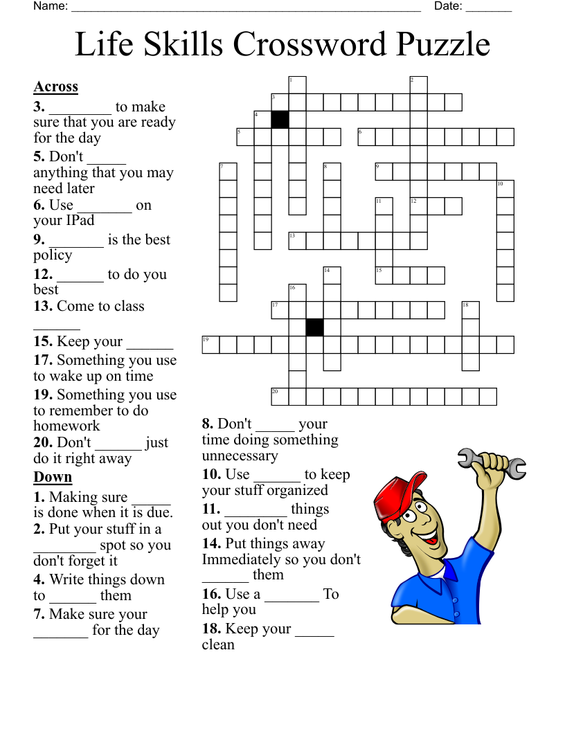 Life Skills Crossword Puzzle WordMint Life Skills Crossword Puzzle WordMint