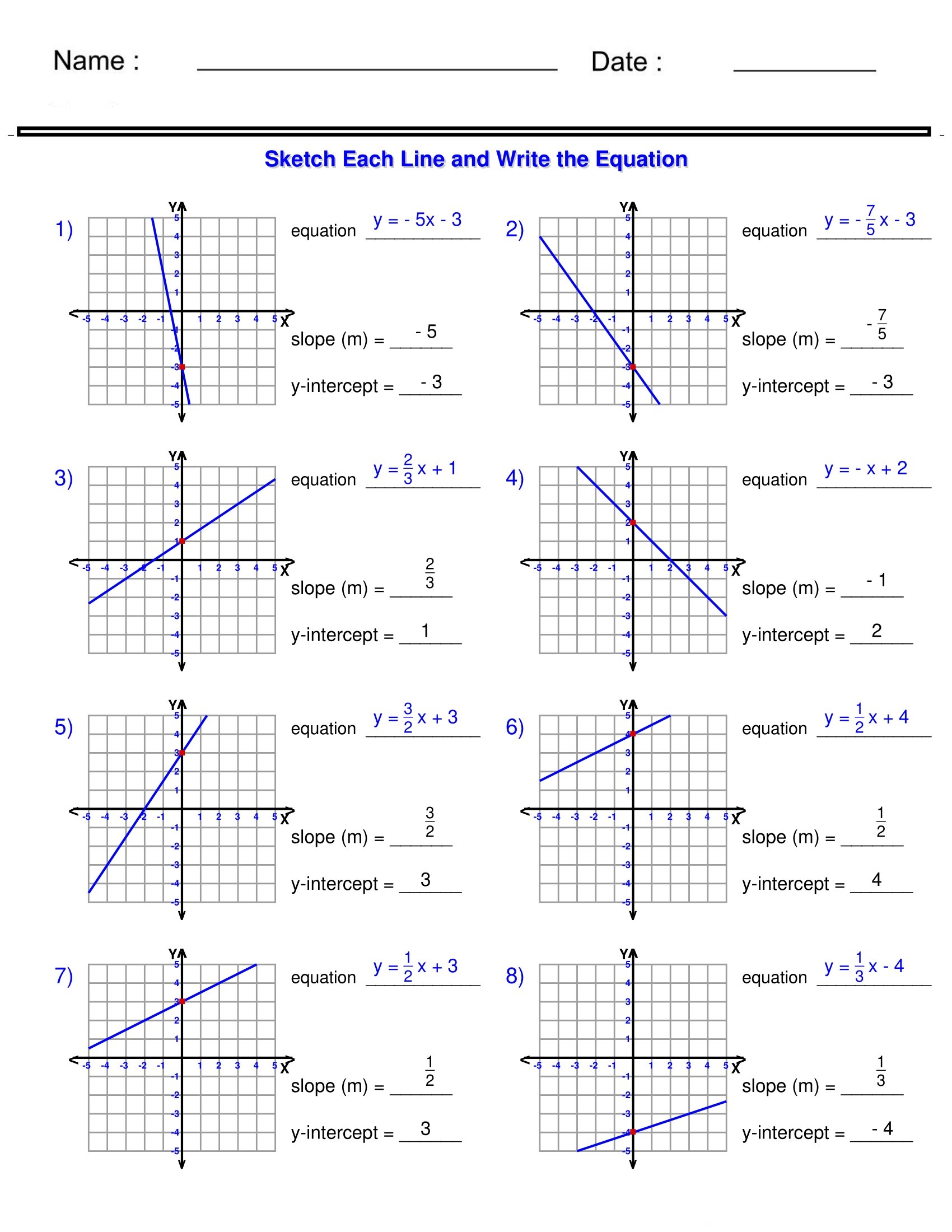 Linear Functions Graphing Lines In Slope Intercept Form Worksheets Sketch Th Made By Teachers Linear Functions Graphing Lines In Slope Intercept Form Worksheets Sketch Th Made By Teachers