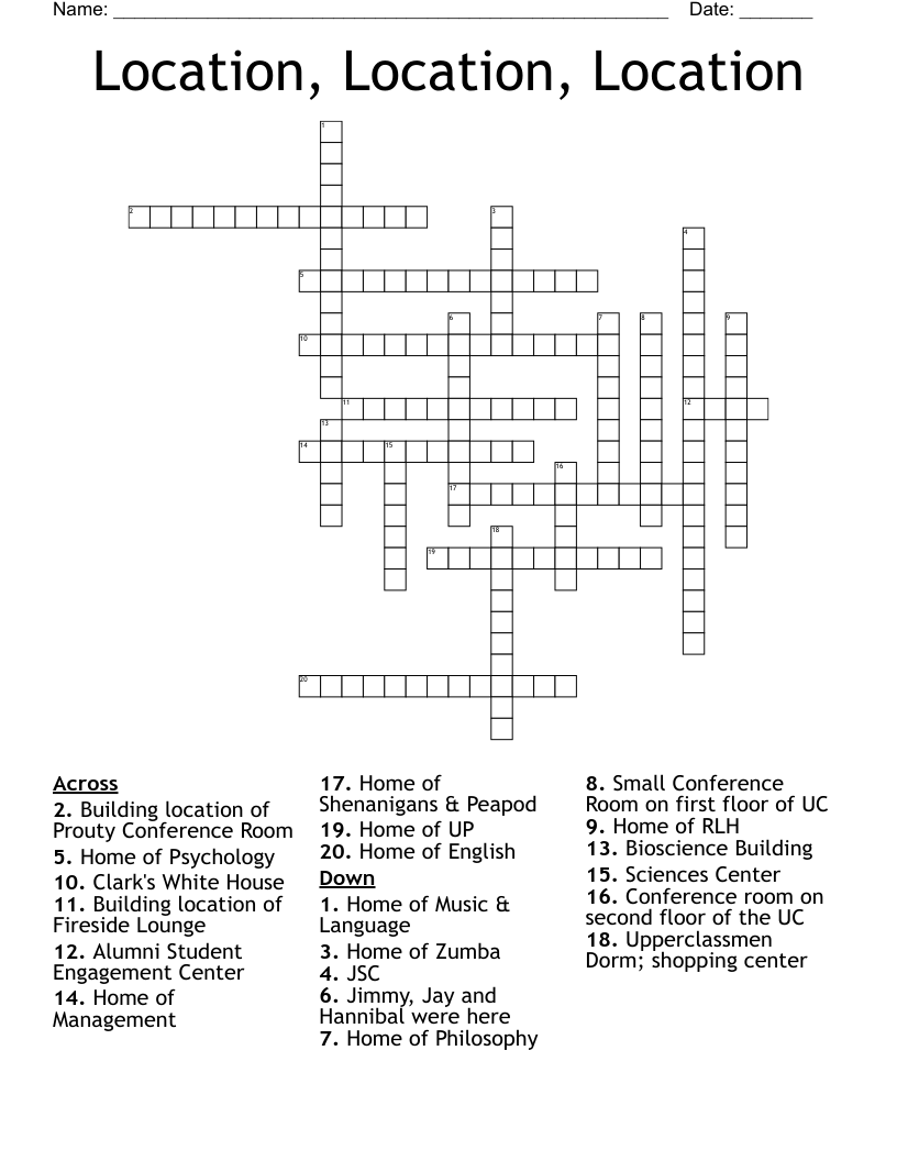 Location Location Location Crossword WordMint Location Location Location Crossword WordMint