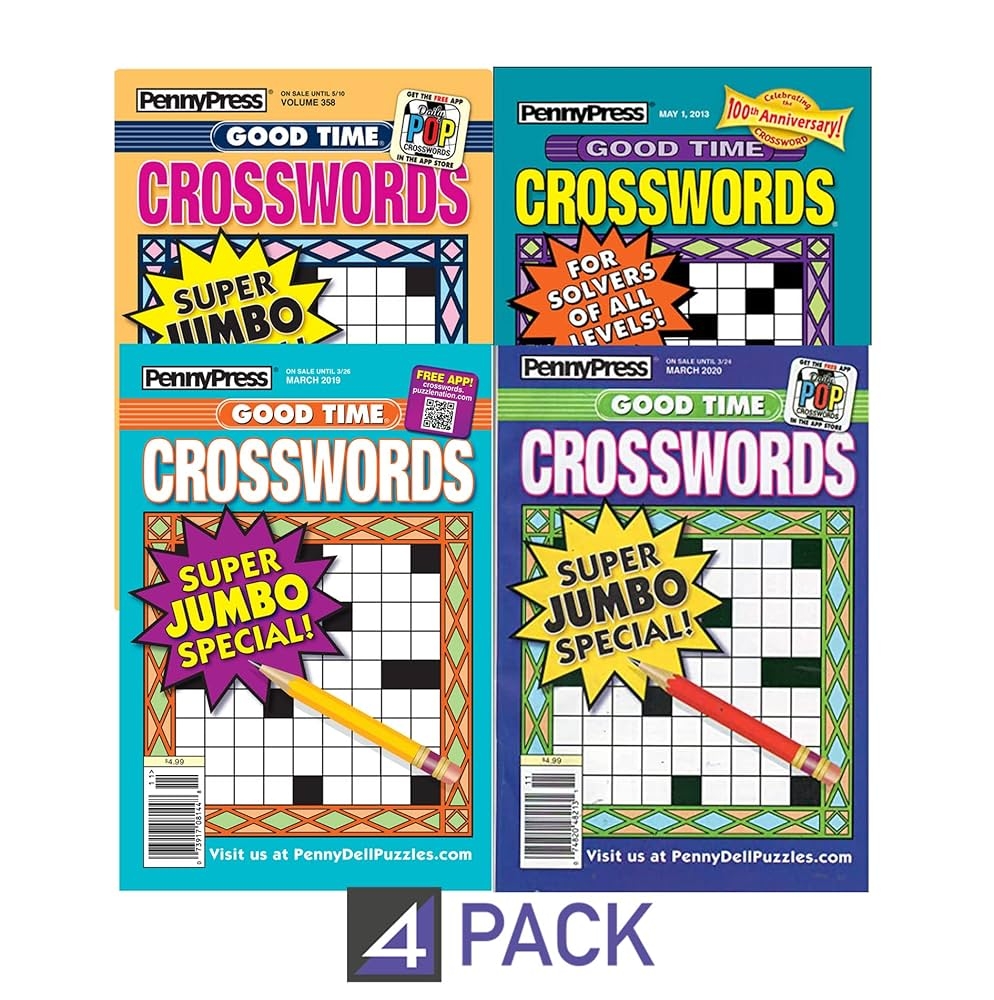 Lot 4 Penny Press Good Time Super Jumbo Crosswords Puzzles Book Puzzle Books Amazon Books