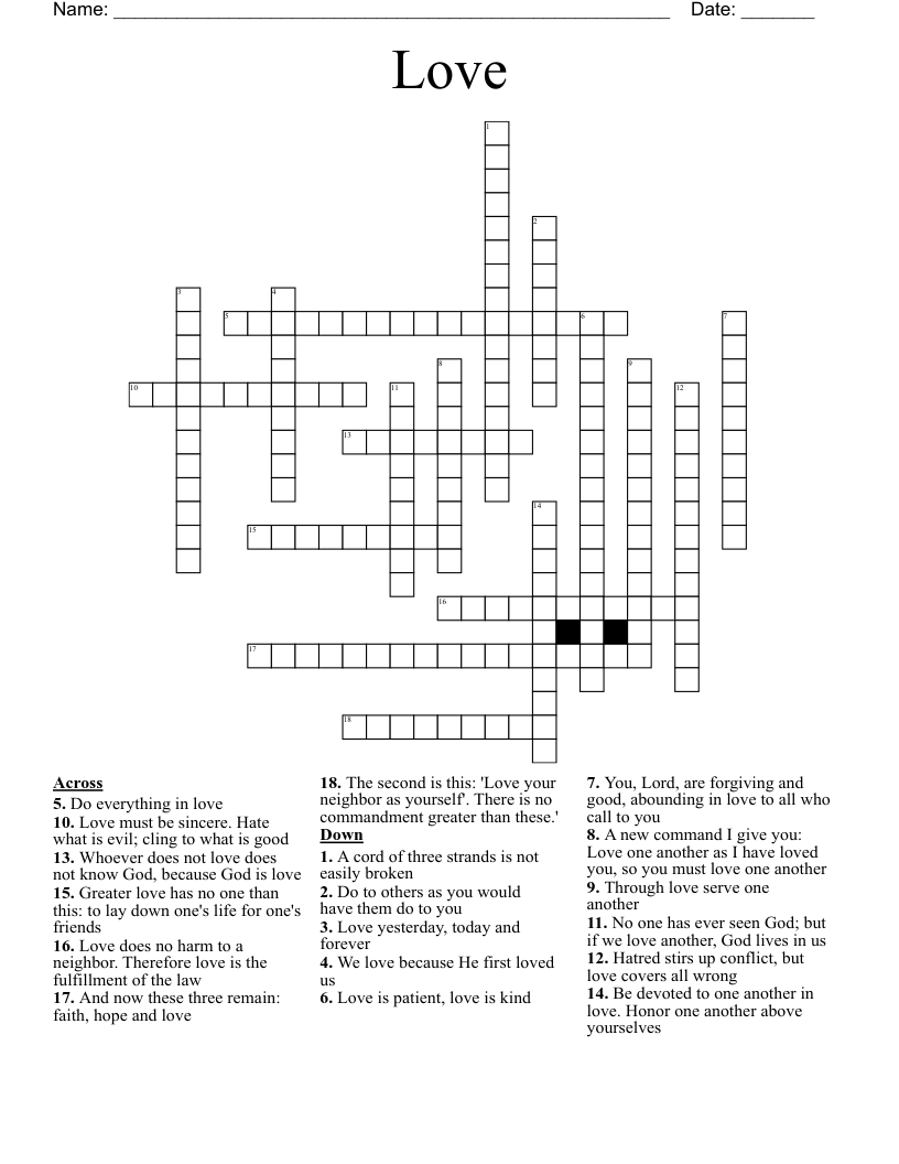 Love Crossword WordMint Love Crossword WordMint