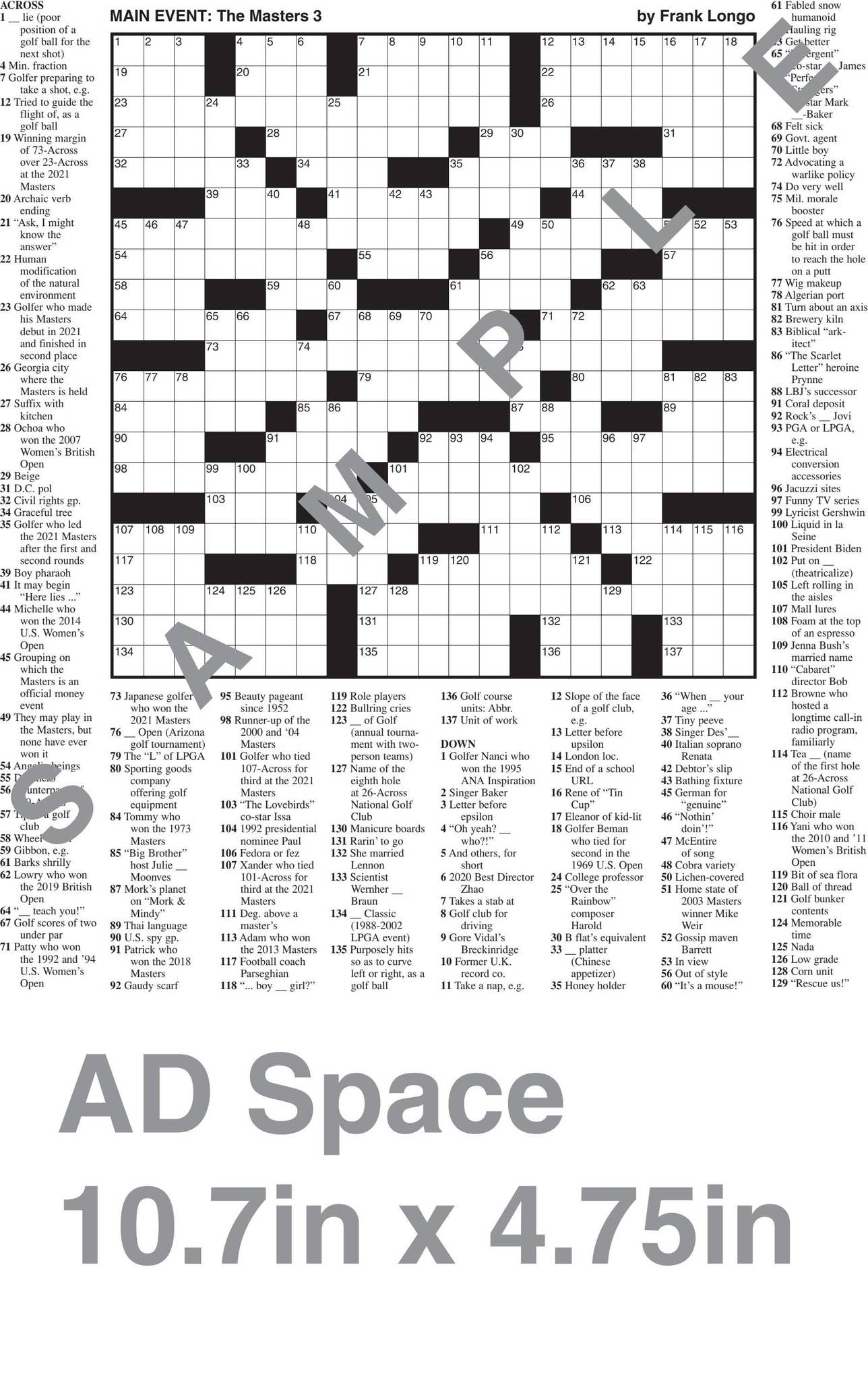 Main Event Crossword Puzzle Masters 2022 By King Features Issuu