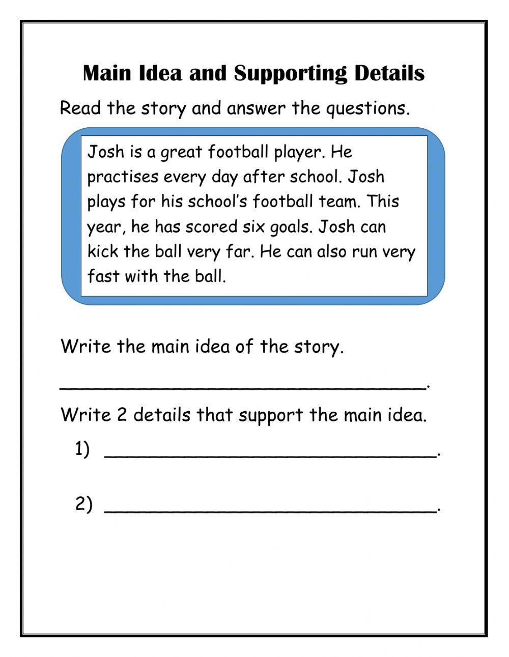 Main Idea With Supporting Details Worksheet Live Worksheets Worksheets Library Main Idea With Supporting Details Worksheet Live Worksheets Worksheets Library
