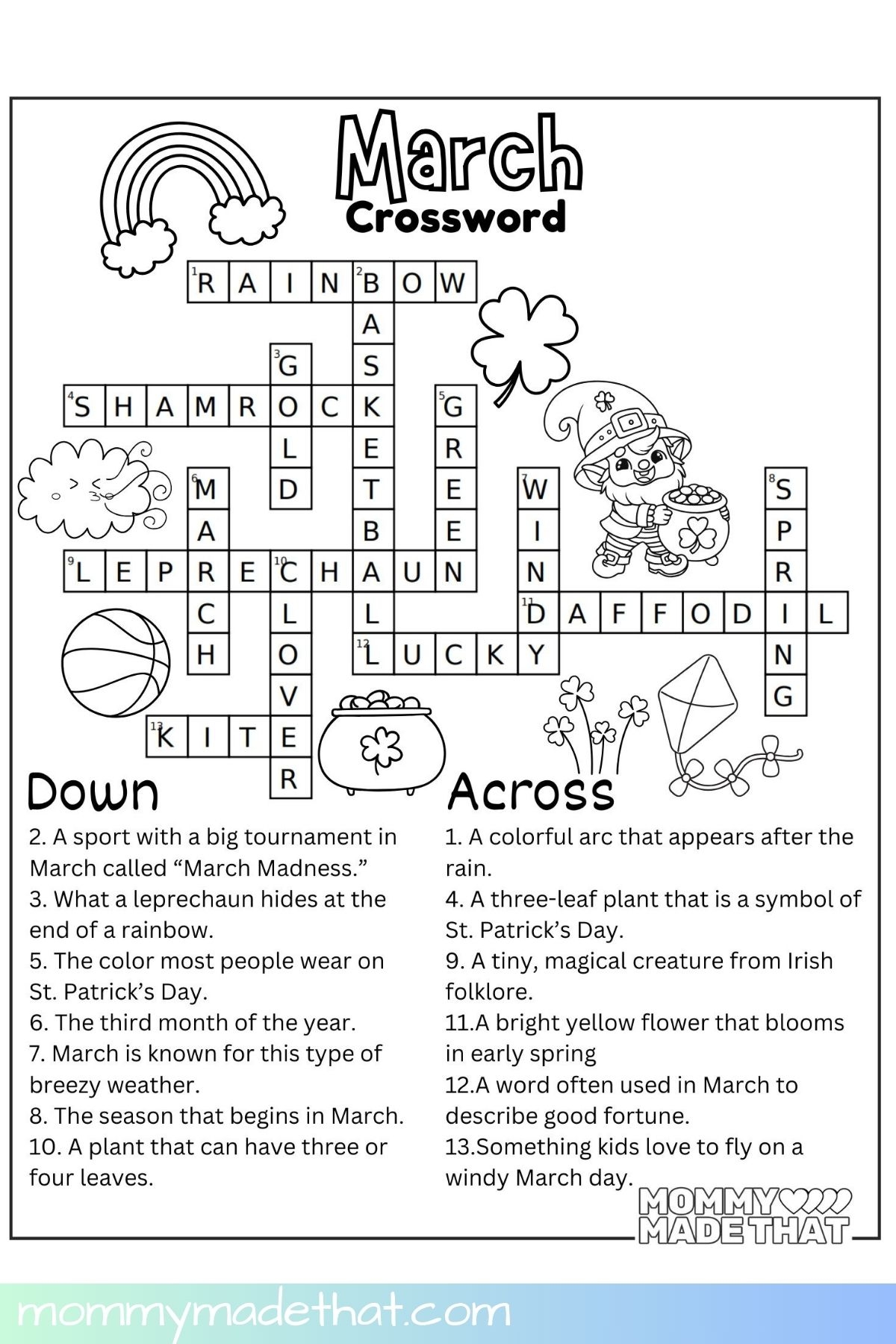 March Crossword Puzzle Free Printable With Answer Key March Crossword Puzzle Free Printable With Answer Key