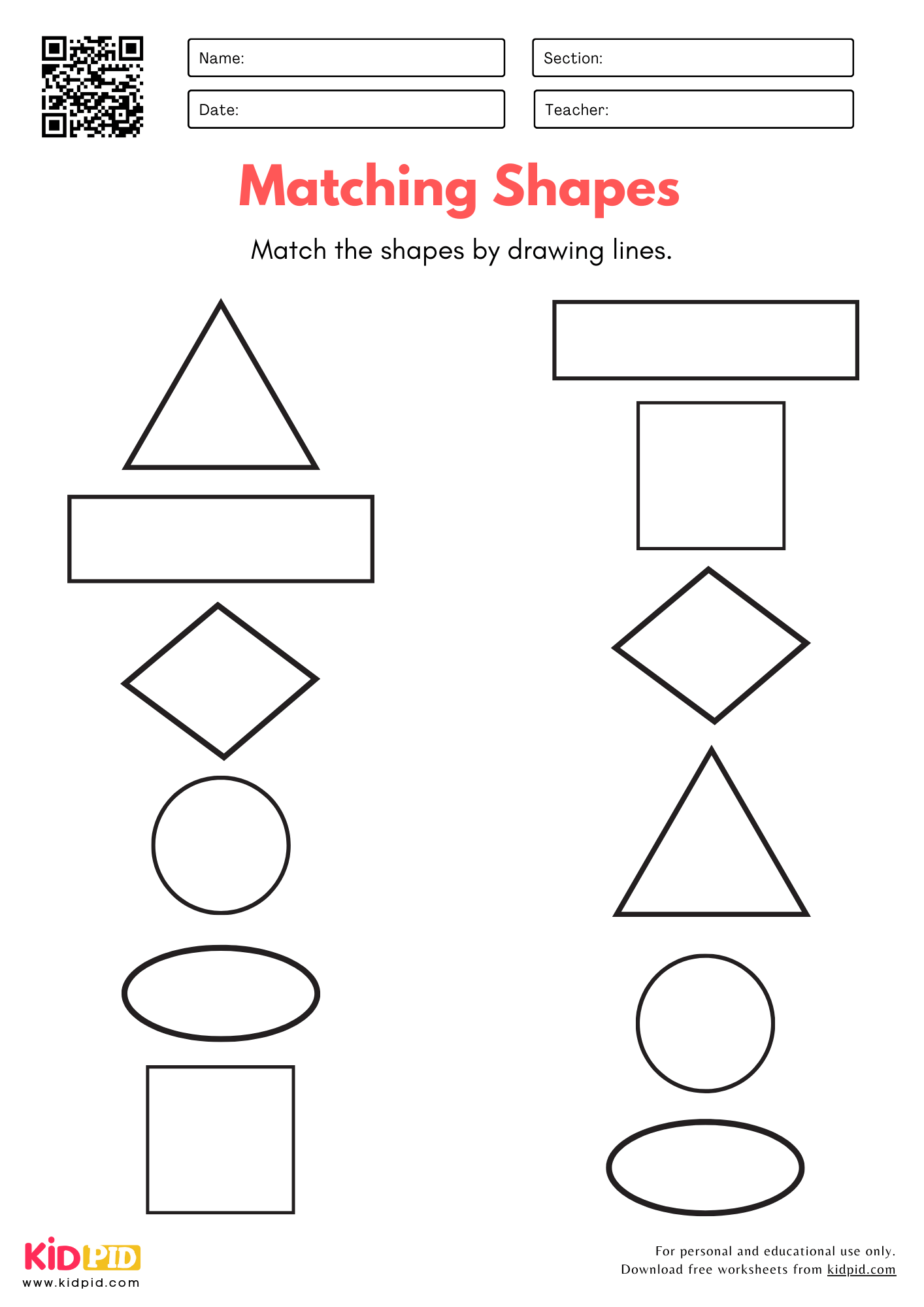 shapes worksheet for kg shapes worksheet for kg