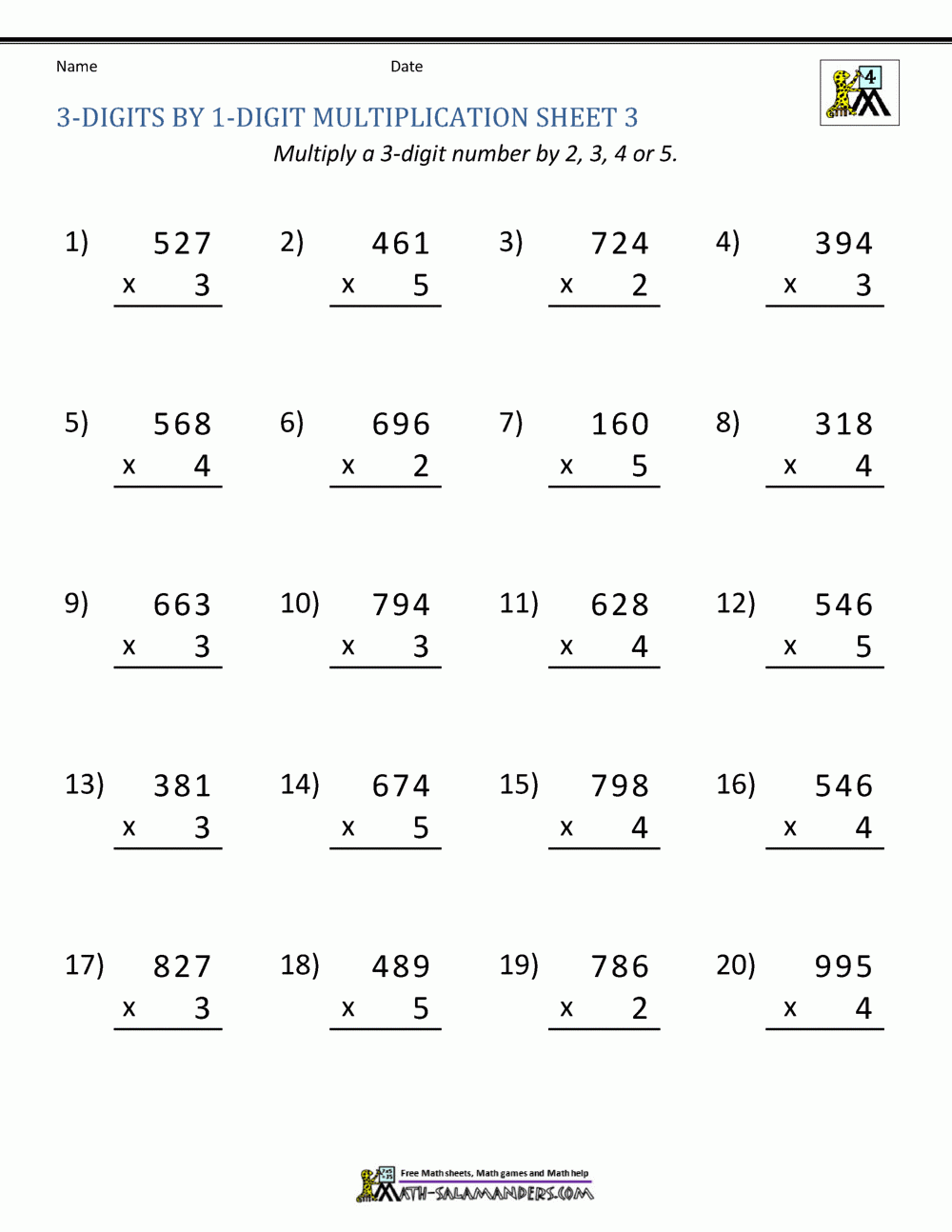 Math Multiplication Worksheets 4th Grade Math Multiplication Worksheets 4th Grade