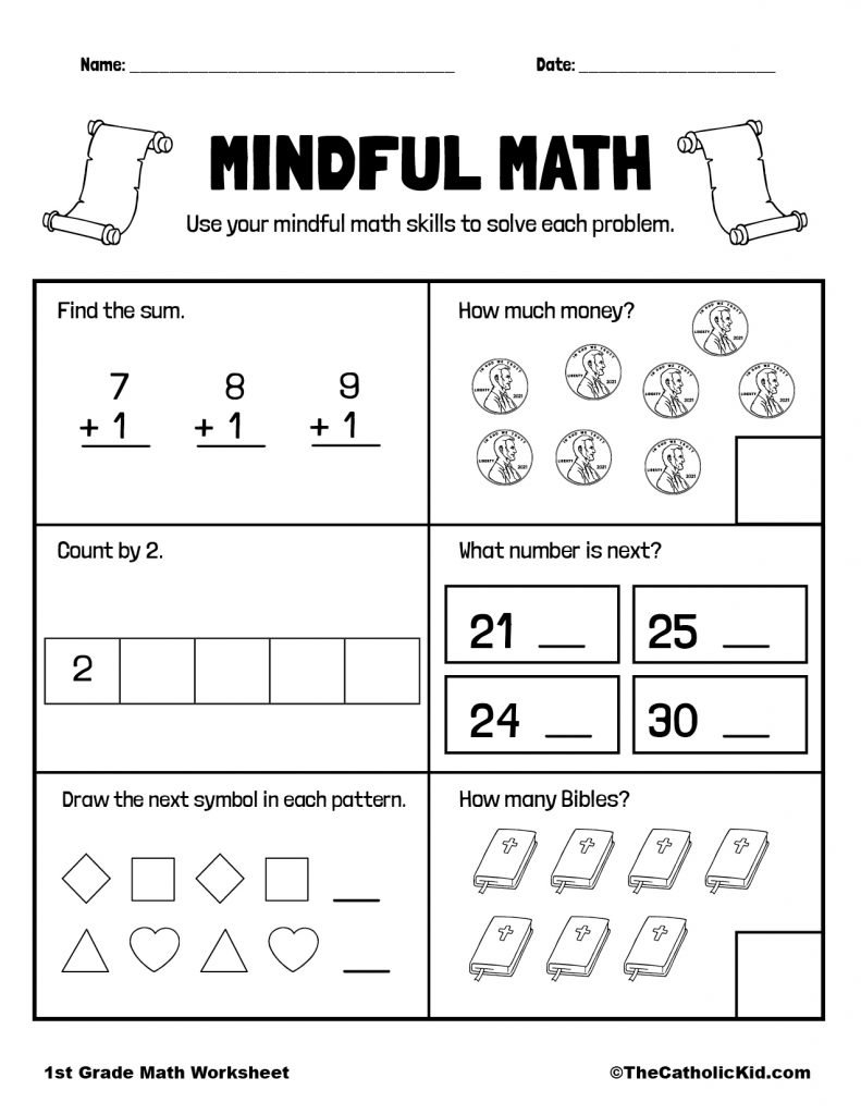 Math Review Printable 1st Grade Math Worksheet Catholic Math Review Printable 1st Grade Math Worksheet Catholic