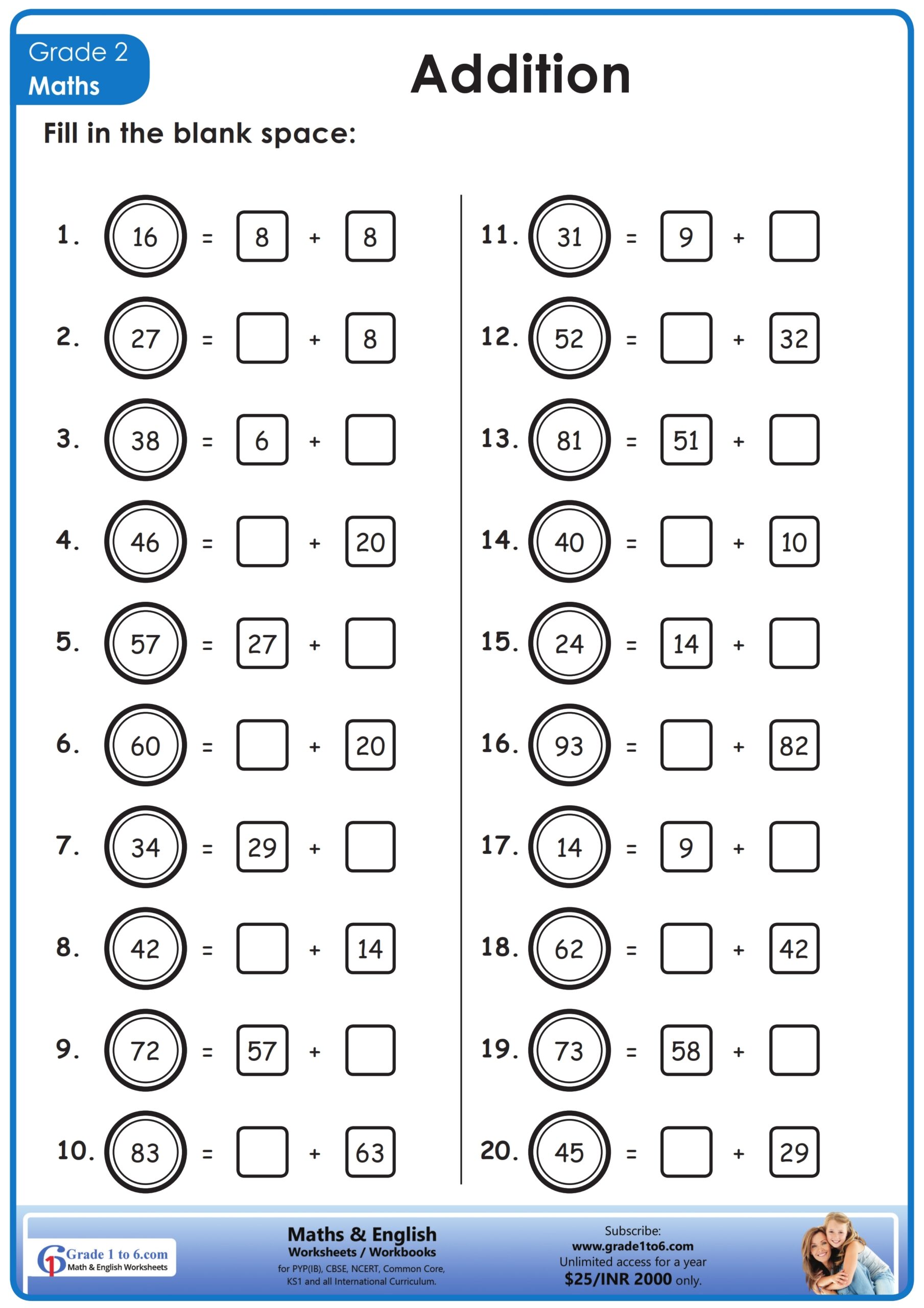 Maths Worksheet For Class 2 Grade1to6 Maths Worksheet For Class 2 Grade1to6