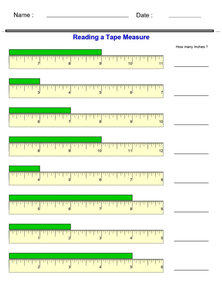 Measurement Worksheets Reading A Tape Measure Worksheets Made By Teachers