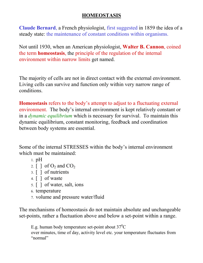 Mechanisms Of Homeostatic Control Mechanisms Of Homeostatic Control