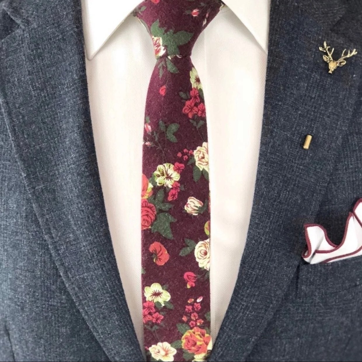 Men s Marsala Floral Necktie Gift Set Men s Marsala Floral Necktie Gift Set
