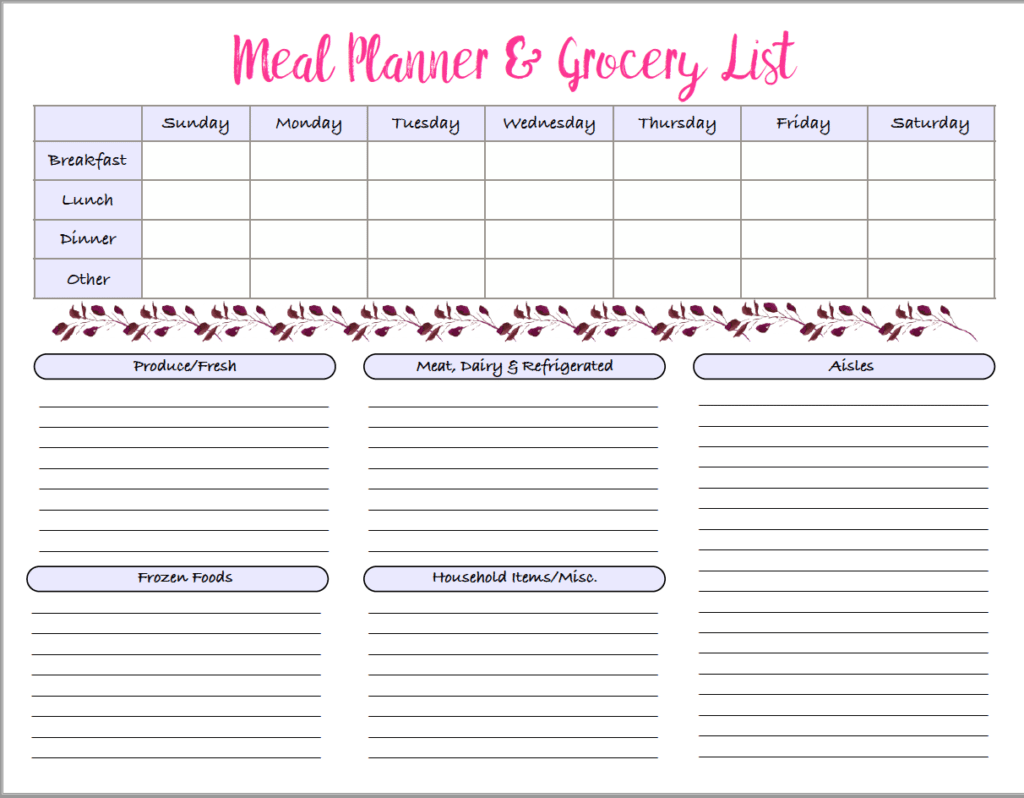 free printable meal planner template free printable meal planner template