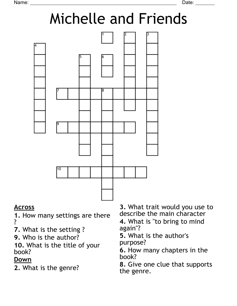 Michelle And Friends Crossword WordMint Michelle And Friends Crossword WordMint