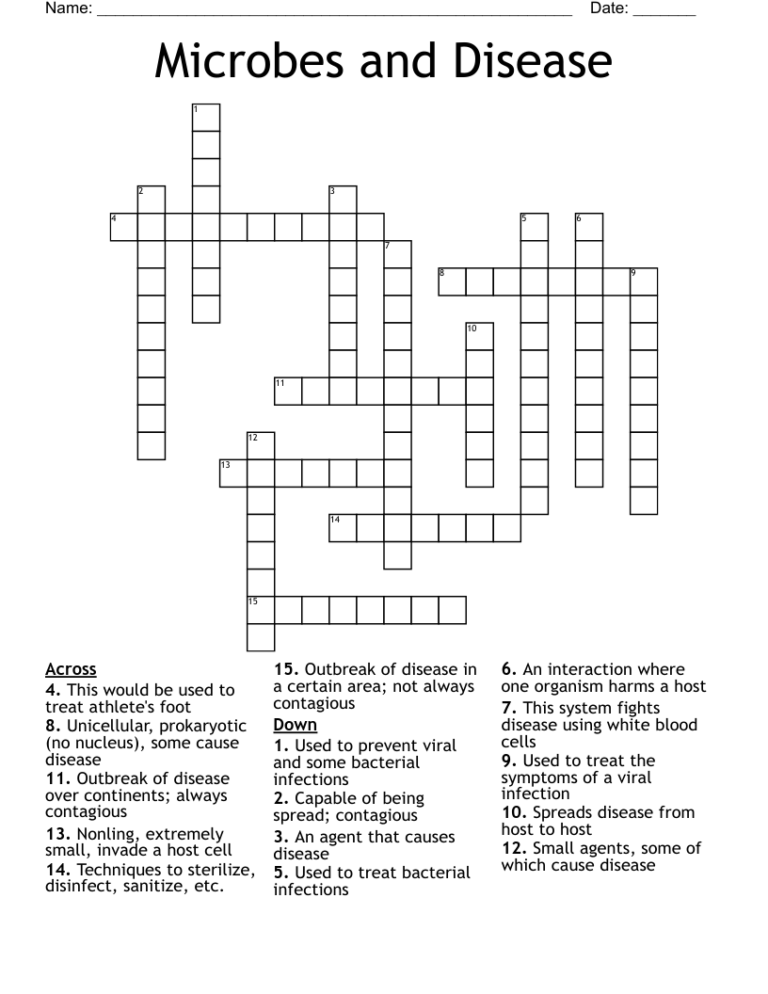 Microbes And Disease Crossword WordMint
