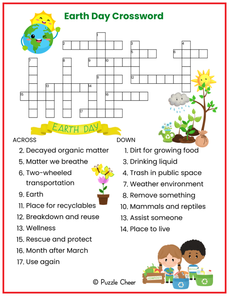 Mini Earth Day Crossword Puzzle Puzzle Cheer Mini Earth Day Crossword Puzzle Puzzle Cheer