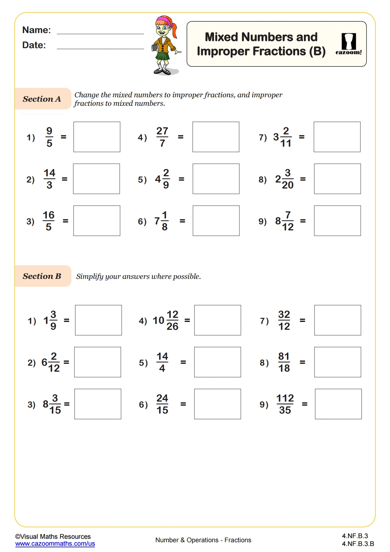 Mixed Numbers Improper Fractions A Fun And Engaging 4th Grade PDF Worksheets Cazoom Math Mixed Numbers Improper Fractions A Fun And Engaging 4th Grade PDF Worksheets Cazoom Math